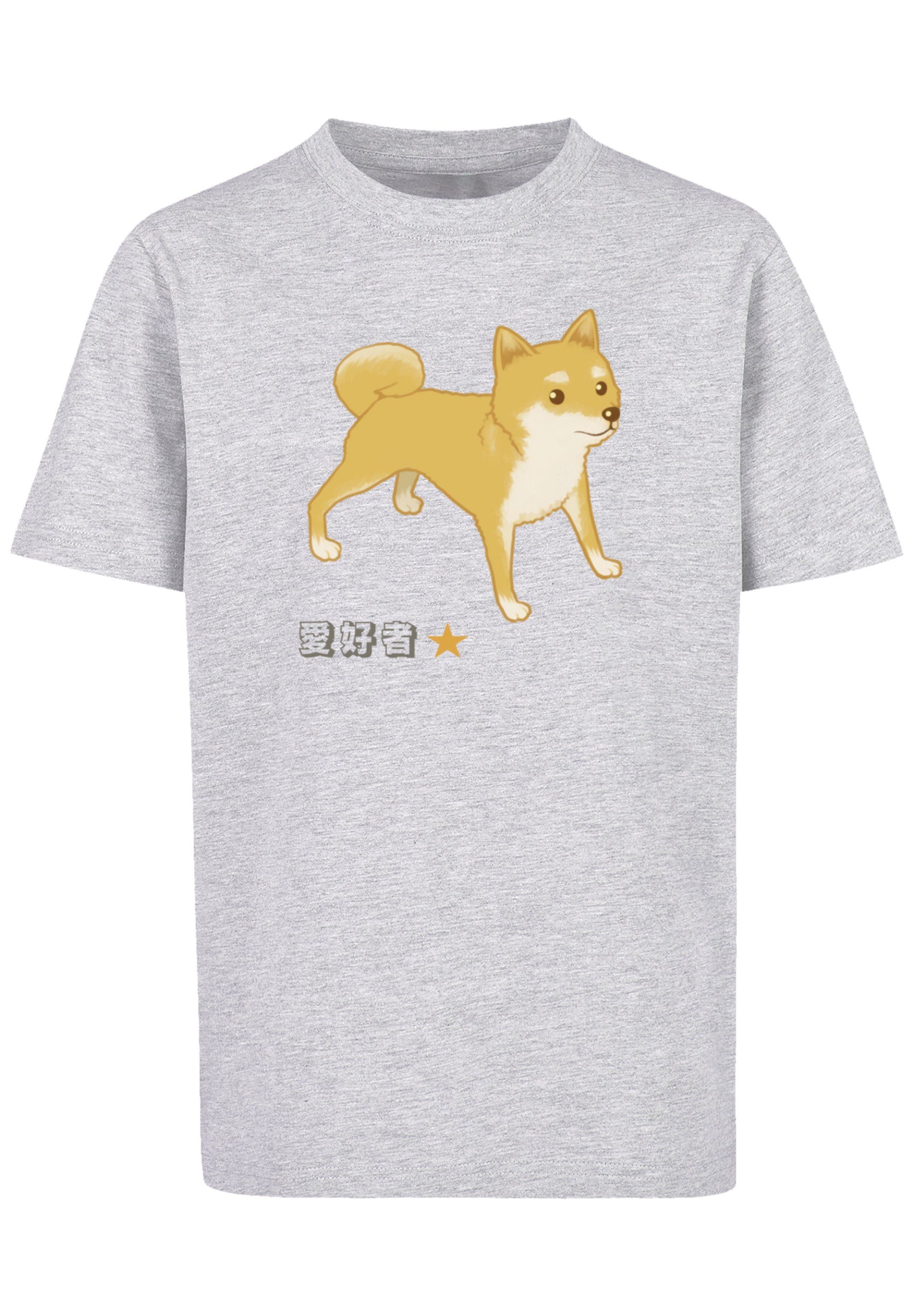 Hund grey Print F4NT4STIC T-Shirt Inu heather Shiba