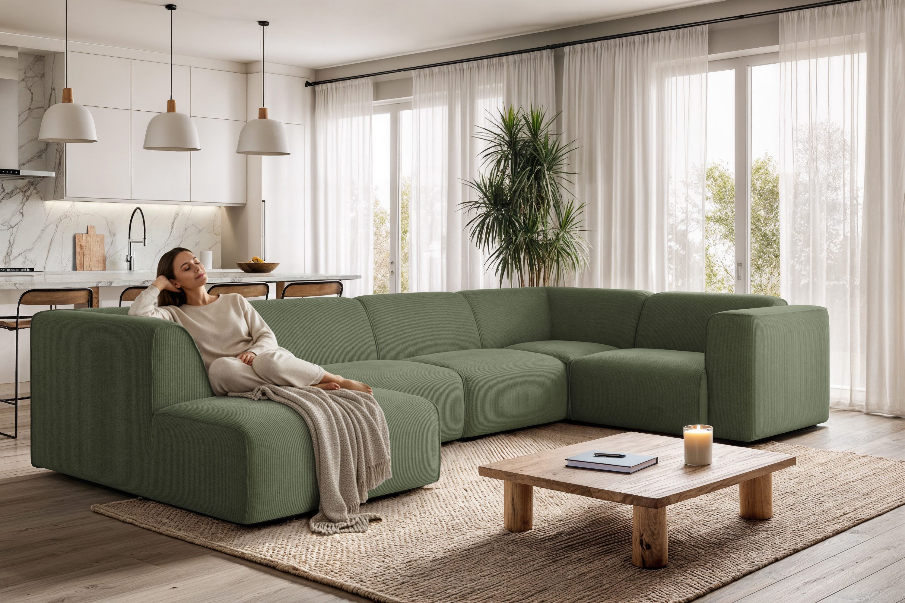 OTTO home Wohnlandschaft Merid U-Form, B: 367 cm, jederzeit durch Module erweiterbar