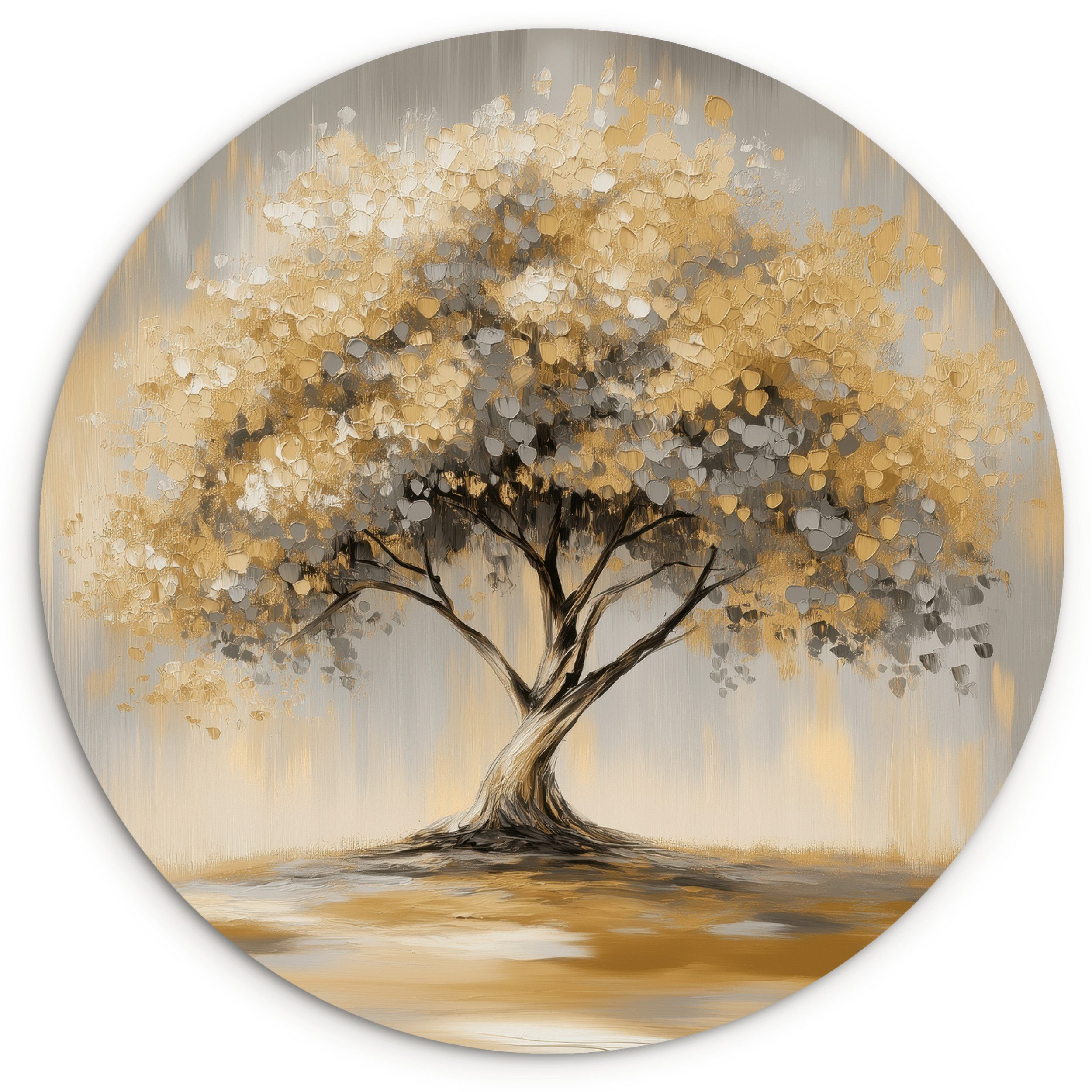MuchoWow Gemälde Kunstdrucke - Baum - Abstrakt - Blätter, Fotodruck (1 St), Kreis Wanddekoration, Rundes Wandbild, 30x30 cm