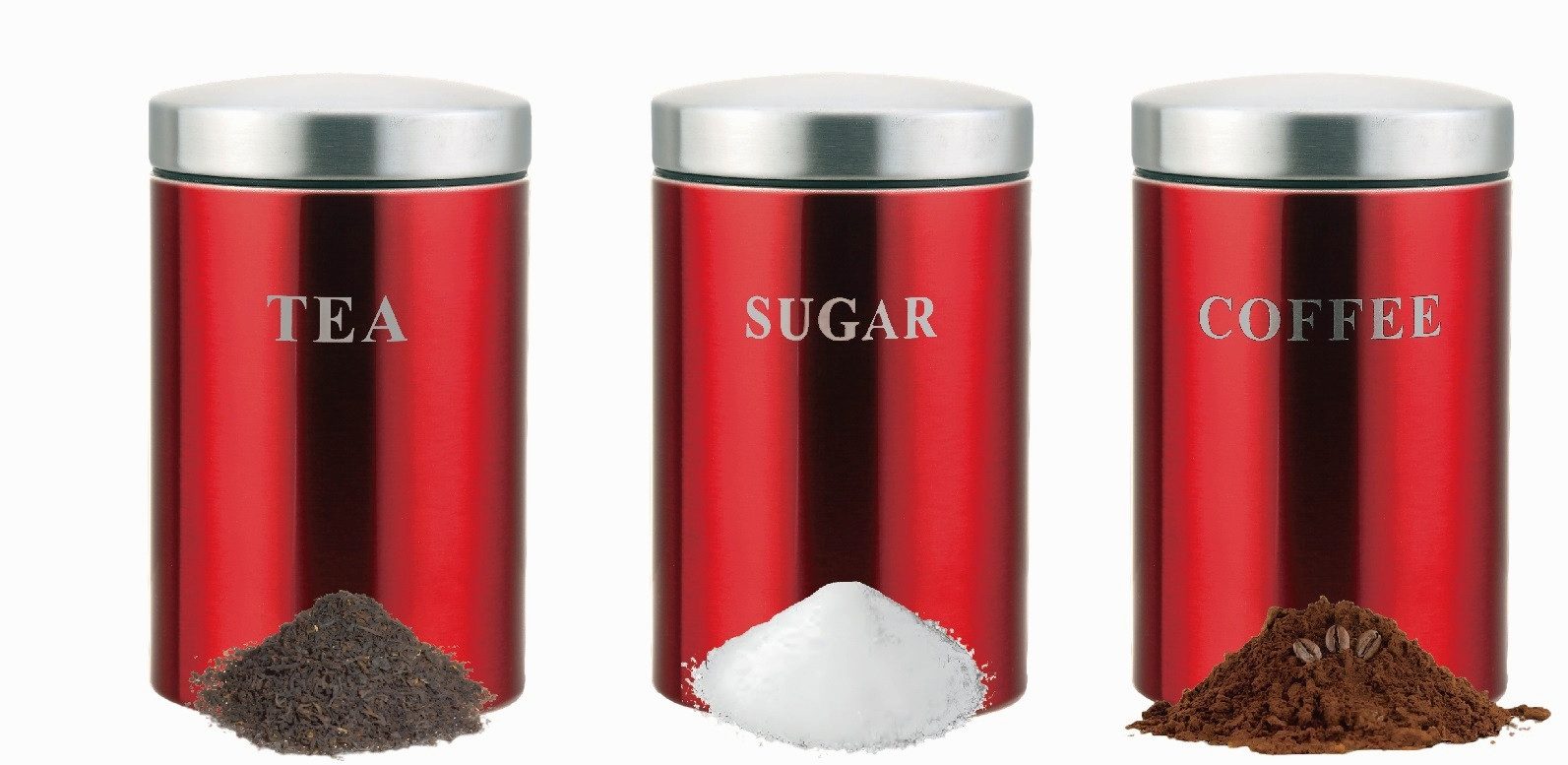 Cheffinger Aufbewahrungsbox Vorratsdosen Vorratsbehälter Kaffeedose Metall 3er-Set 1,5L