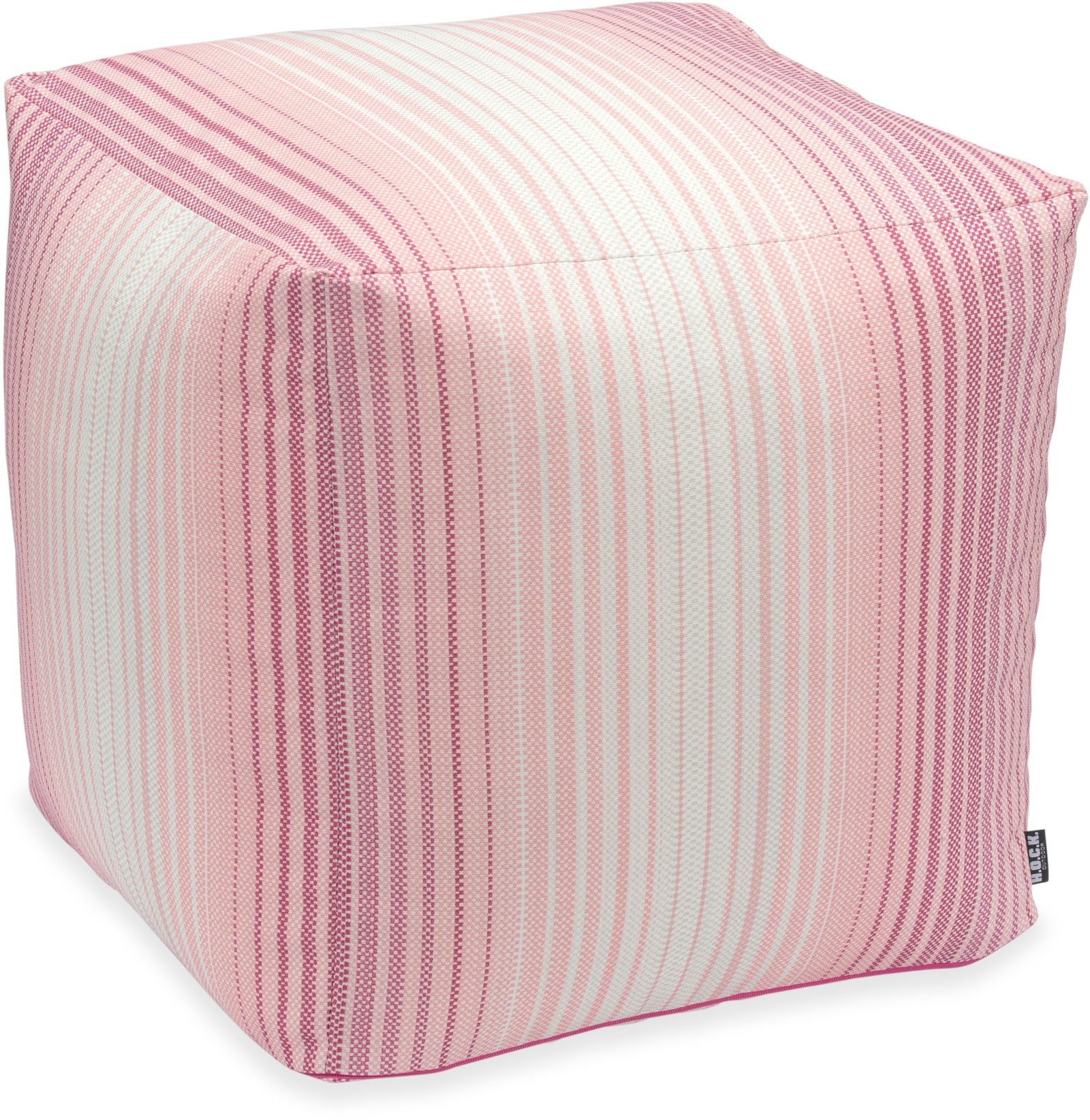 H.O.C.K. Sitzhocker H.O.C.K. Dora Outdoor Bean Cube Pouf 40x40x40cm rosa lila Streifen, Hocker, Sitzhocker, Pouf Hocker, Barhocker - wetterfest, vielseitig