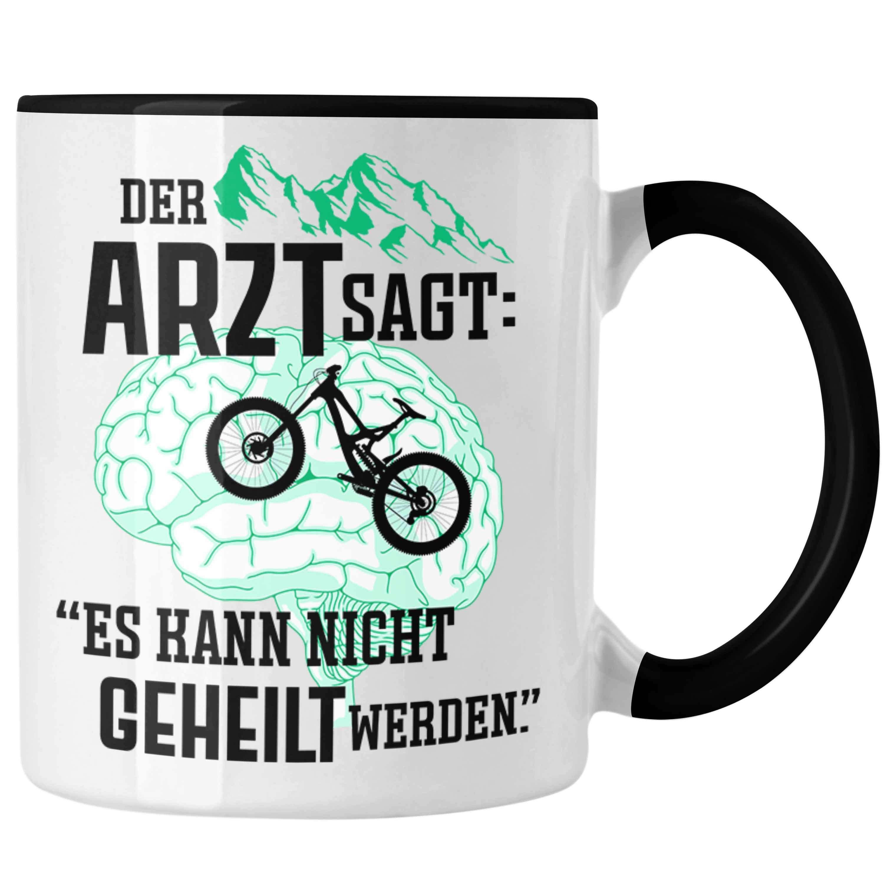 Trendation Tasse Trendation - Mountainbike Geschenke für Männer Tasse Geschenk Mountainbike-Fahrer Geschenkideen Schwarz