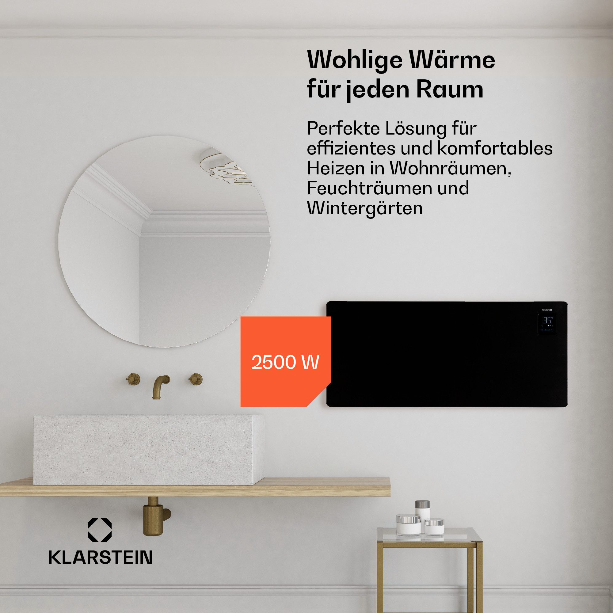 Klarstein Heizstrahler Bansin Smart 2500, elektrische Konvektor Heizung Elektrokoheizung elektrischer Heizkörper – Bild 3 von 5