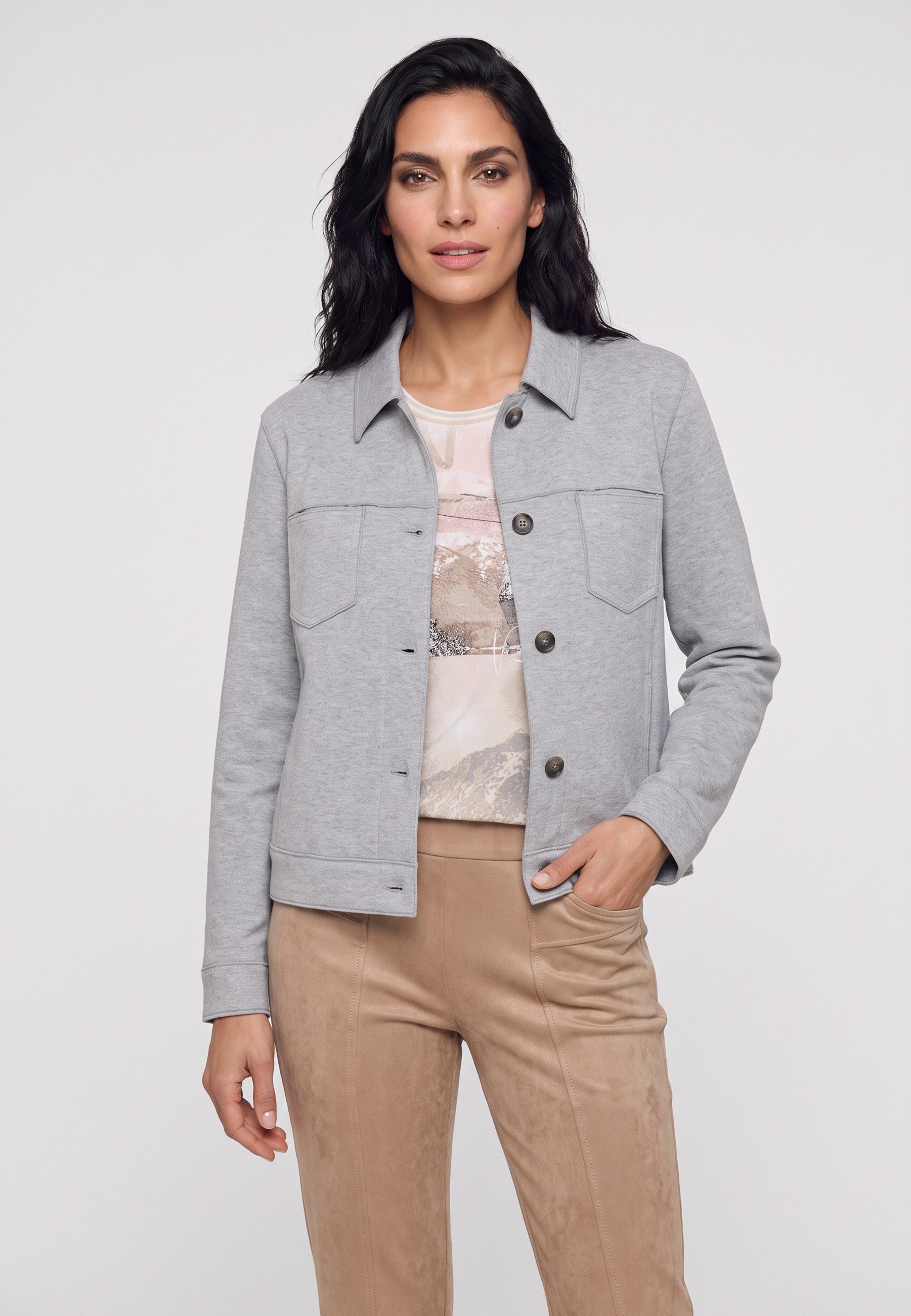 Olsen Kurzjacke in Scuba-Qualität mit Hemdblusenkragen