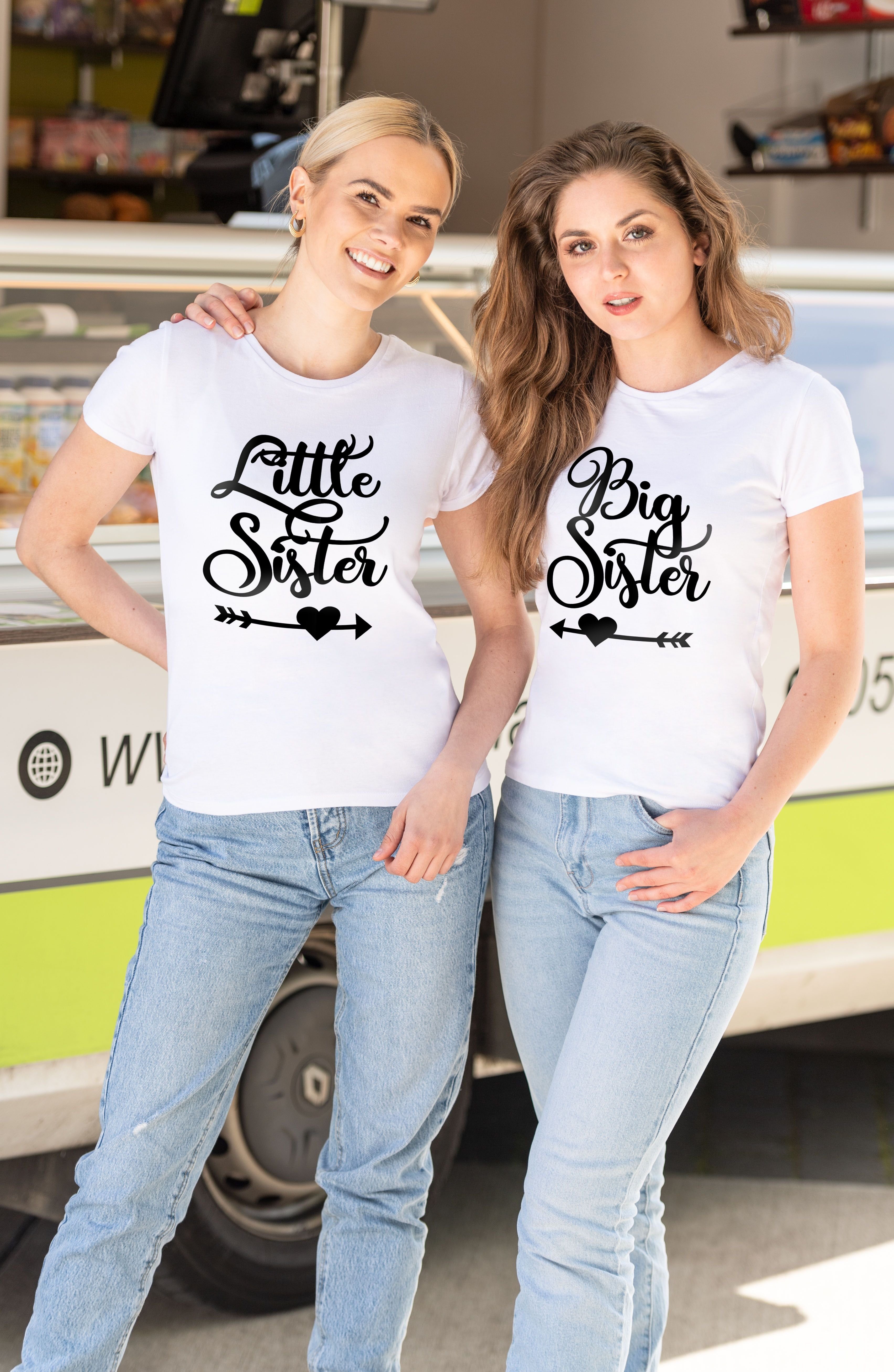 Couples Shop T-Shirt Big Sister & Little Sister T-Shirt mit lustigem Spruch Print