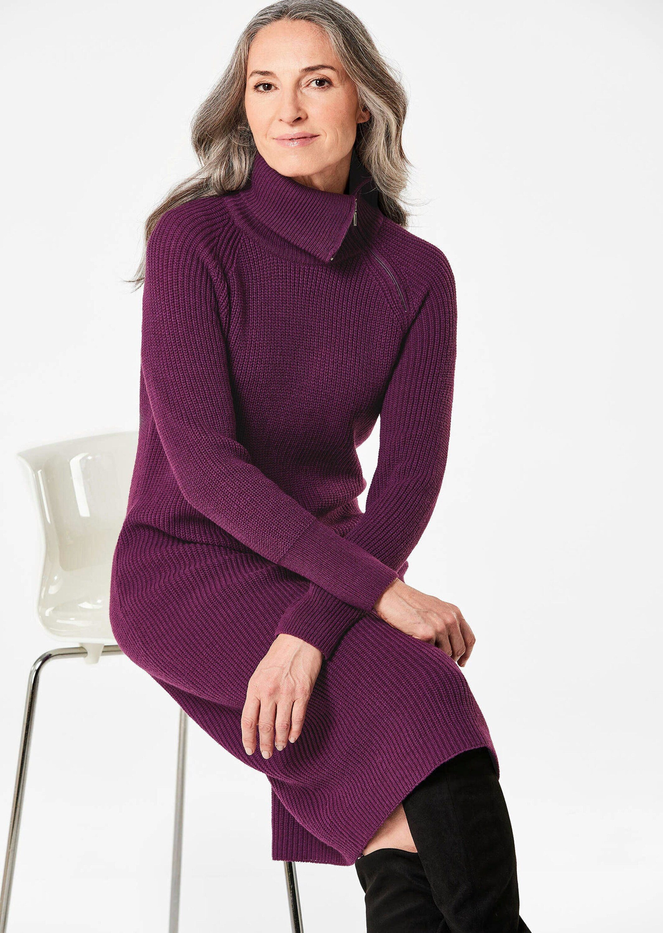 GOLDNER Strickkleid Strickkleid mit asymmetrischem Kragen Unifarbenes Modell mit besonderem Kragenakzent – Bild 4 von 5