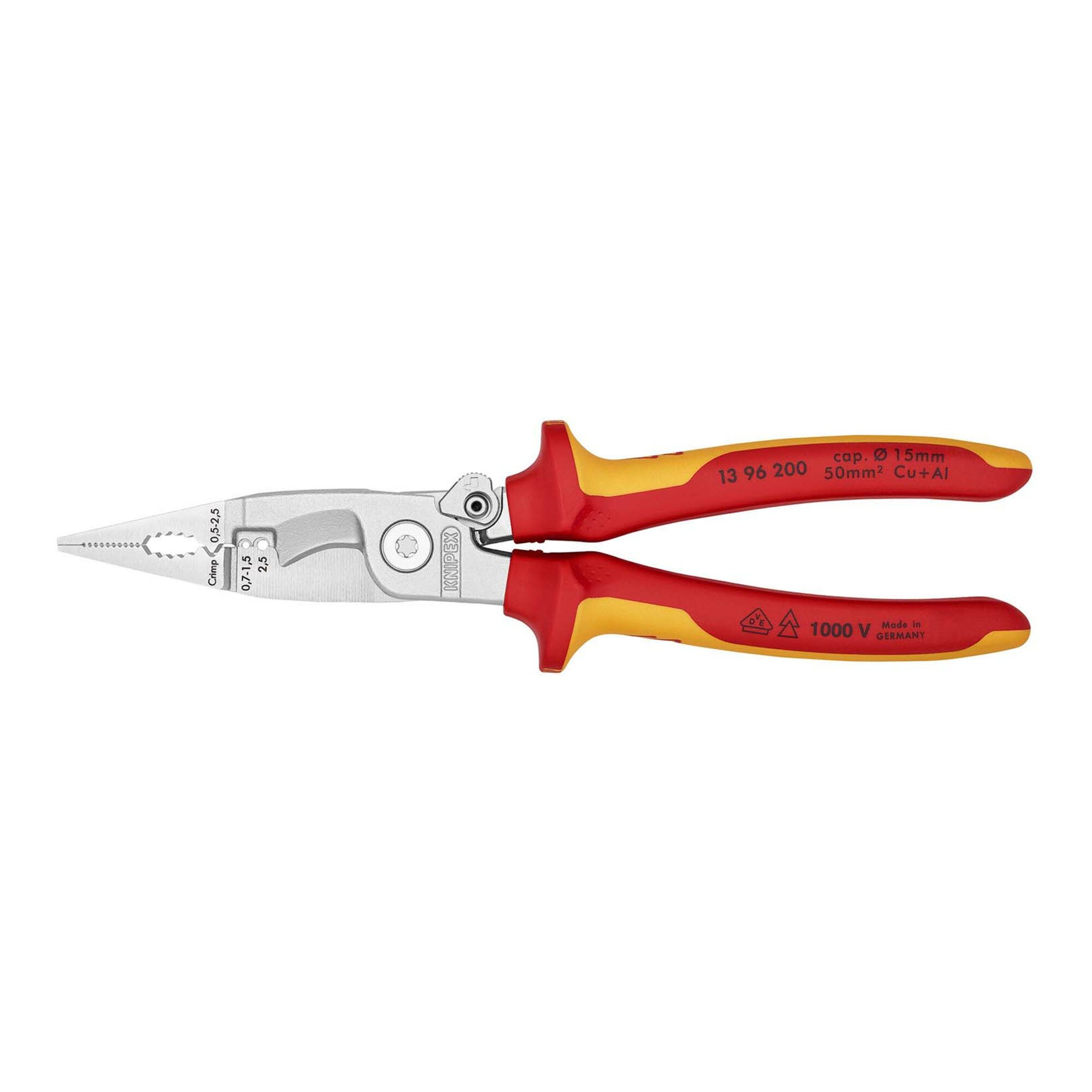 Knipex Elektro-Installationszange KNIPEX 13 96 200 Elektro-Installationszange isoliert mit Mehrkomponent