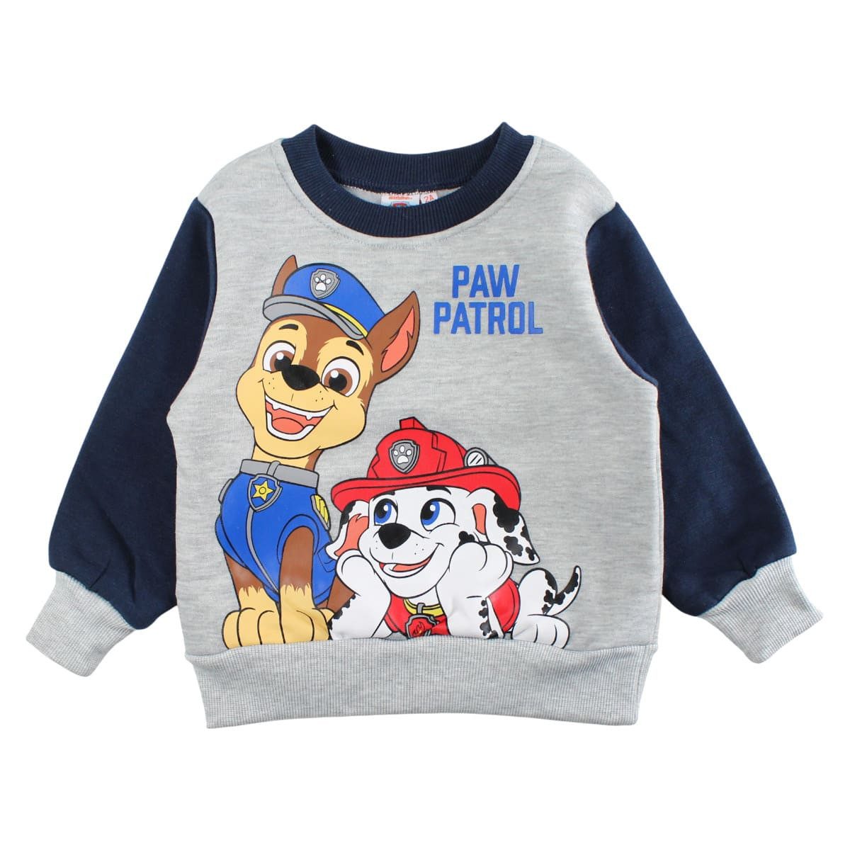 PAW PATROL Sweatshirt PAW Patrol Kinder Sweatshirt Chase & Marshall Blau/Grau 92–128 Kinder Pullover Sweatshirt Paw Patrol Lizensiert Pulli