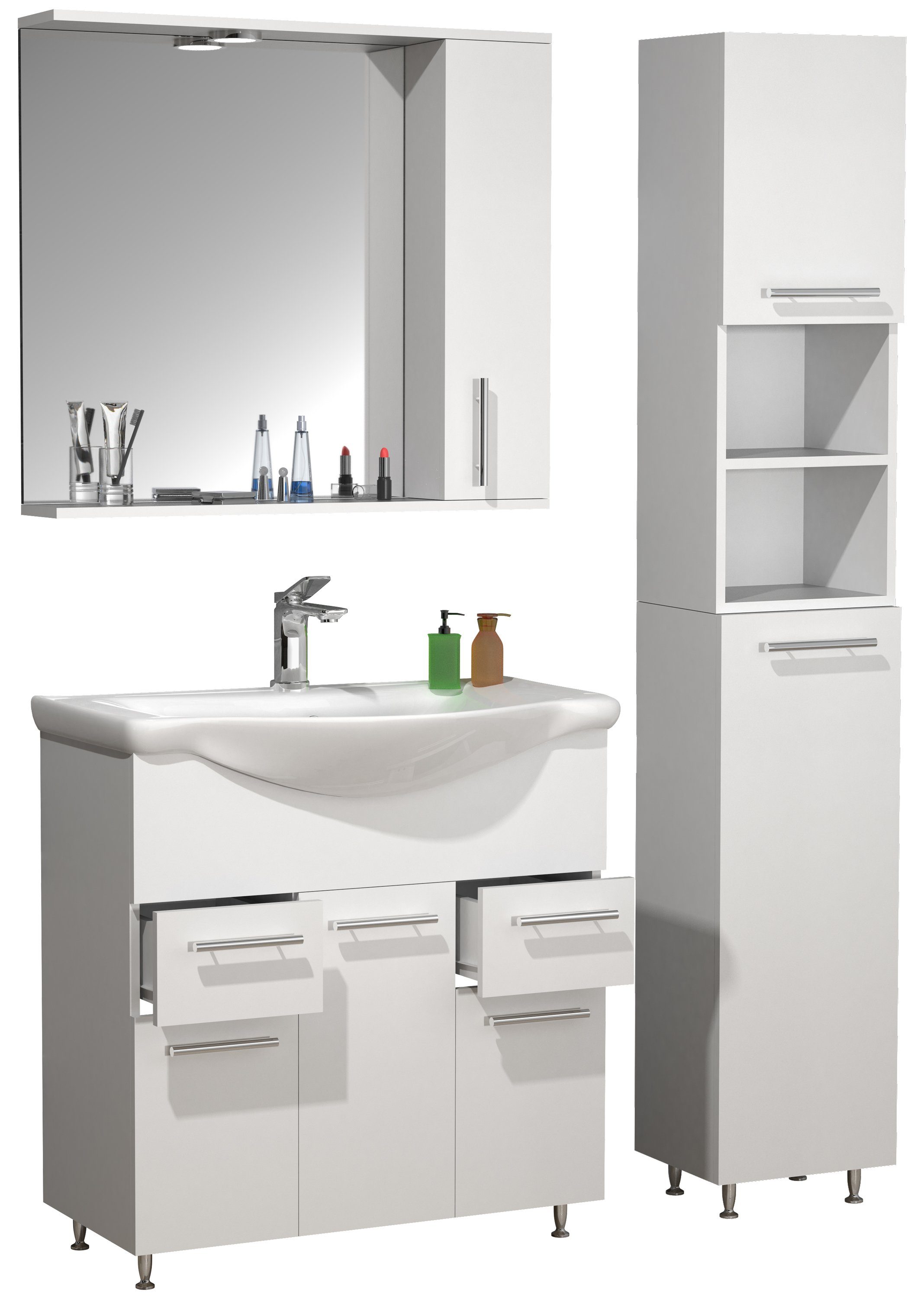 VCM Waschtisch 4-tlg. Waschplatz Waschtisch Schubladen Lisalo XL (4-St)