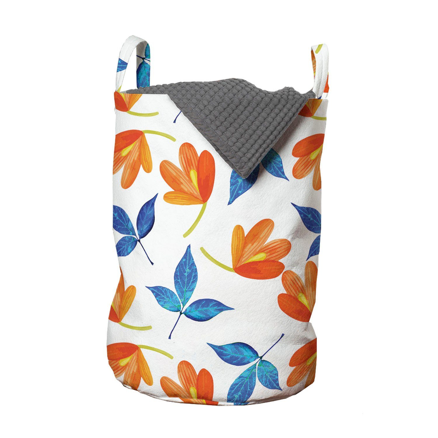 Abakuhaus Wäschesäckchen Wäschekorb mit Griffen Kordelzugverschluss für Waschsalons, Blume Blooming Petal und Blatt