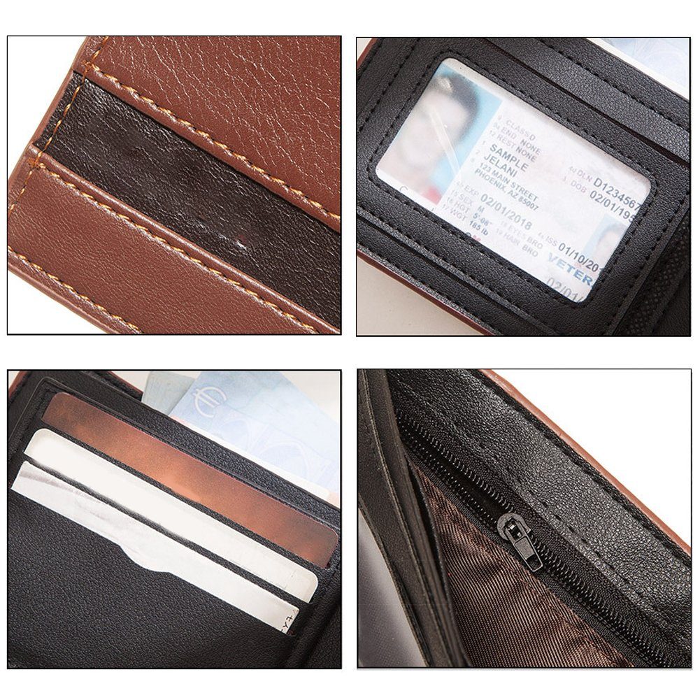 Blusmart Geldbörse brown Faltbares Dreifach Leder-Portemonnaie Faltbares Dreifach Kartenfächern, Mehreren dark Mit