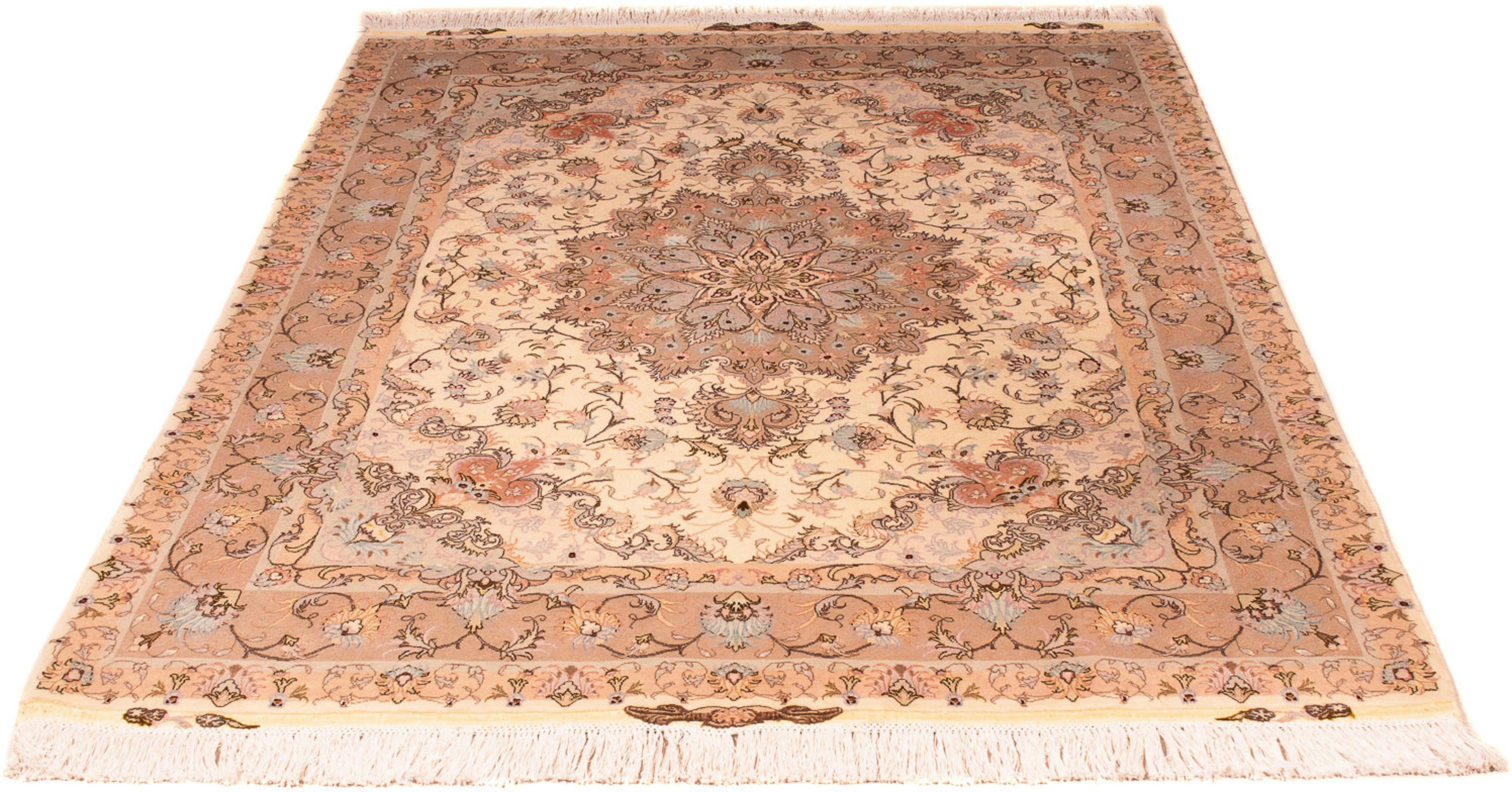 Orientteppich Perser - Täbriz - Premium - 200 x 152 cm - beige, morgenland, rechteckig, Höhe: 6 mm, Wohnzimmer, Handgeknüpft, Einzelstück mit Zertifikat