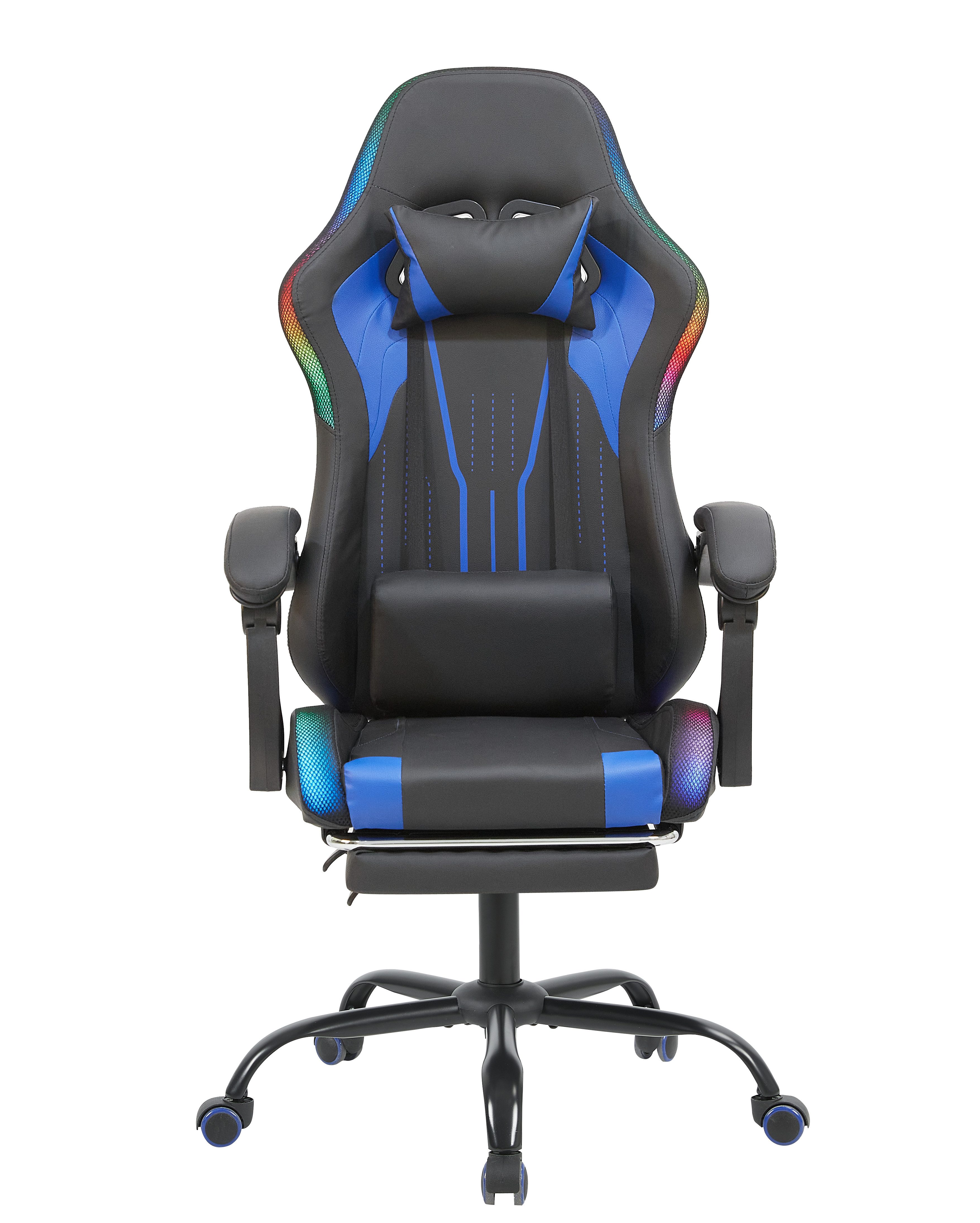 HOMALL Gaming-Stuhl mit LED,Ergonomisch,Fußstütze,computerstuhl,gaming stuhl mit massage (Die LED-Beleuchtung ist einstellbar, das Massagekissen für den Rücken ist beweglich), Ergonomischer Bürostuhl,Kopfstütze und Lendenstütze
