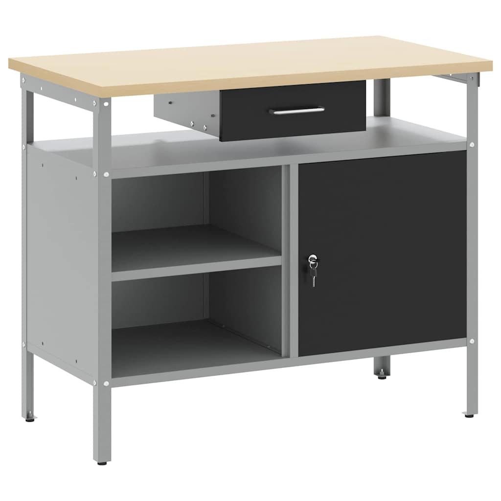 vidaXL Werkbank Werkbank mit Schubladen Schwarz und Grau 100 x 55 x 85 cm, (1-tlg)