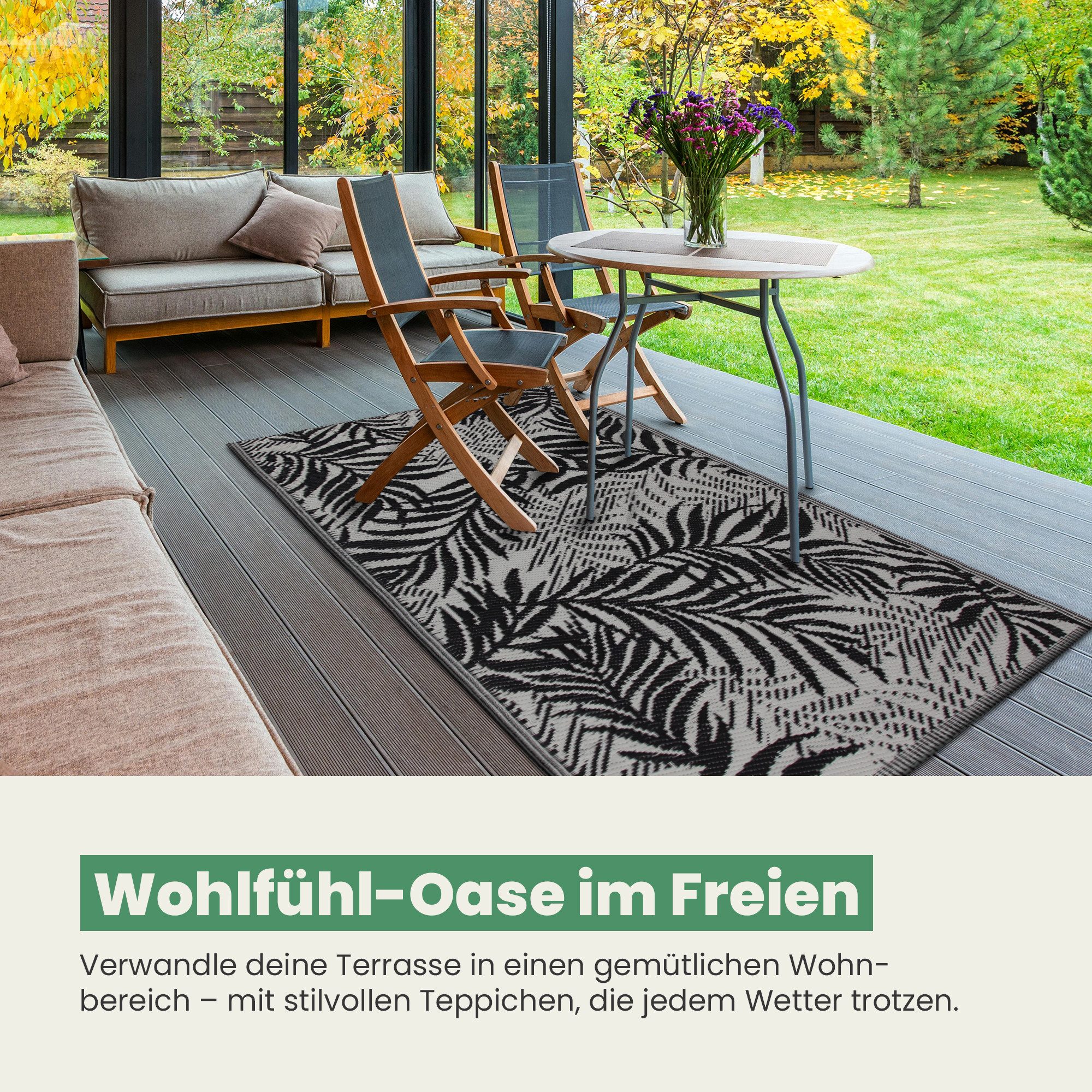 Bestlivings Outdoorteppich Flachgewebe verschiedene Größen/Designs, Rechteckig, aus recyceltem Kunststoff, wetterfest, UV-Beständig, pflegeleicht – Bild 5 von 5