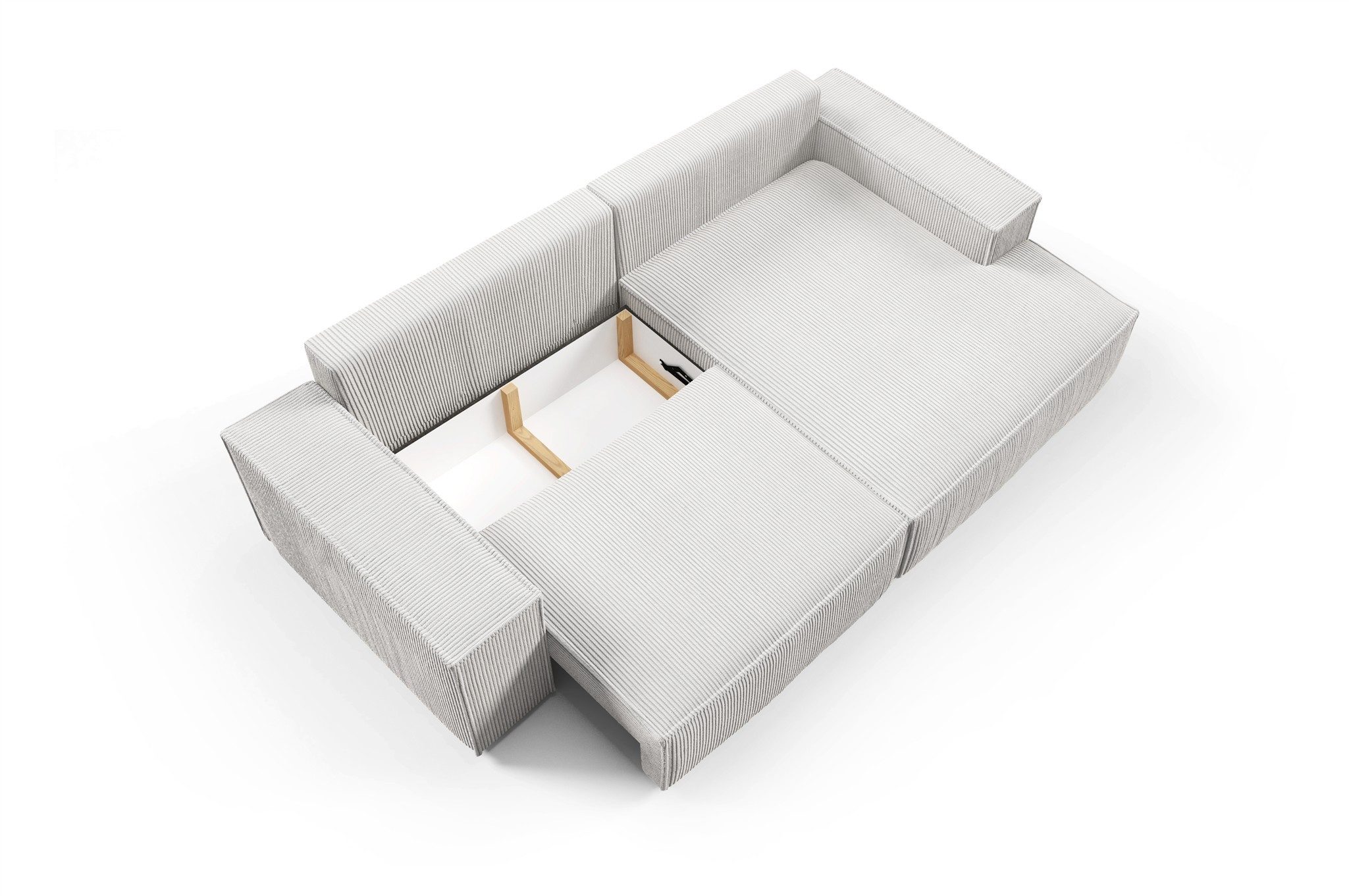 Fun Möbel Ecksofa Schlafsofa Sofa FUN MIRANDA XS in Cordstoff Poso, Ottomane Links oder Rechts, Bettkasten und Rundumbezug