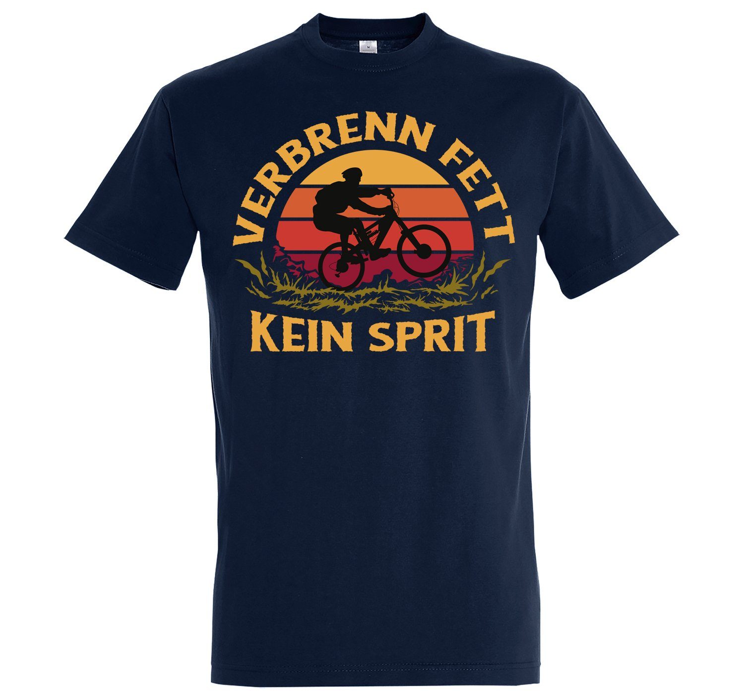 Designz Spruch "VerbrennFett" T-Shirt mit Navyblau T-Shirt Herren Youth lustigem