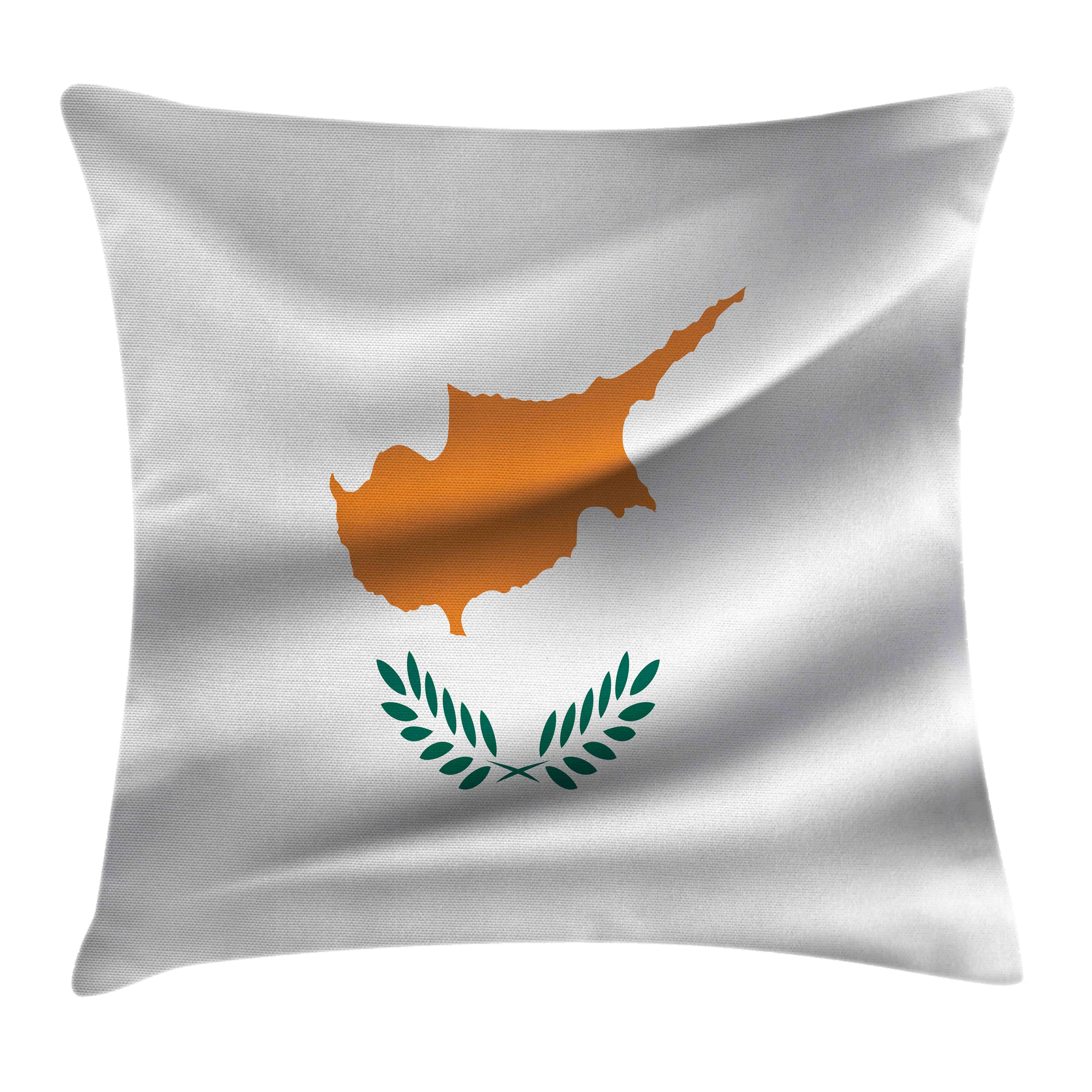 Reißverschluss (1 Kissenhülle Klaren Waschbar Stück), Abakuhaus Süd-zyprische Beidseitiger mit Kissenbezüge Landesflagge Farbfesten Zypern mit Farben Druck,