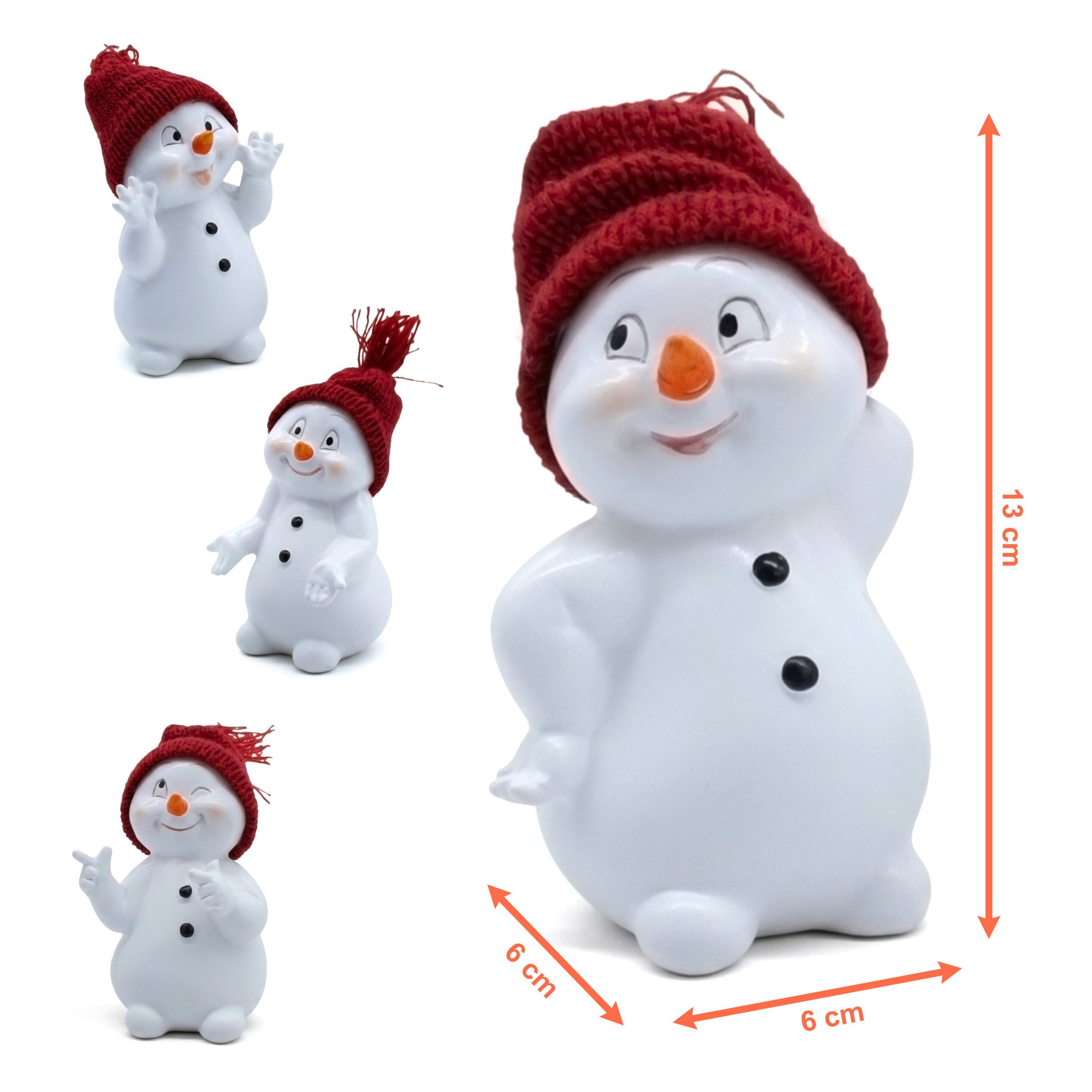 Spetebo Schneemann Dekofigur Schneemann (Set, 4 St., 4tlg), 4er Set Kunststein Schneemann Figur - je ca. 13 cm