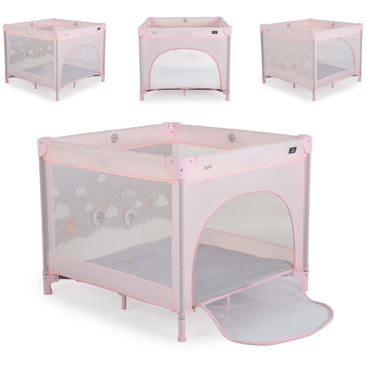 Cangaroo Laufstall Laufstall Joyzi Matratze, Reisebett faltbar Tasche vier Plüschfiguren