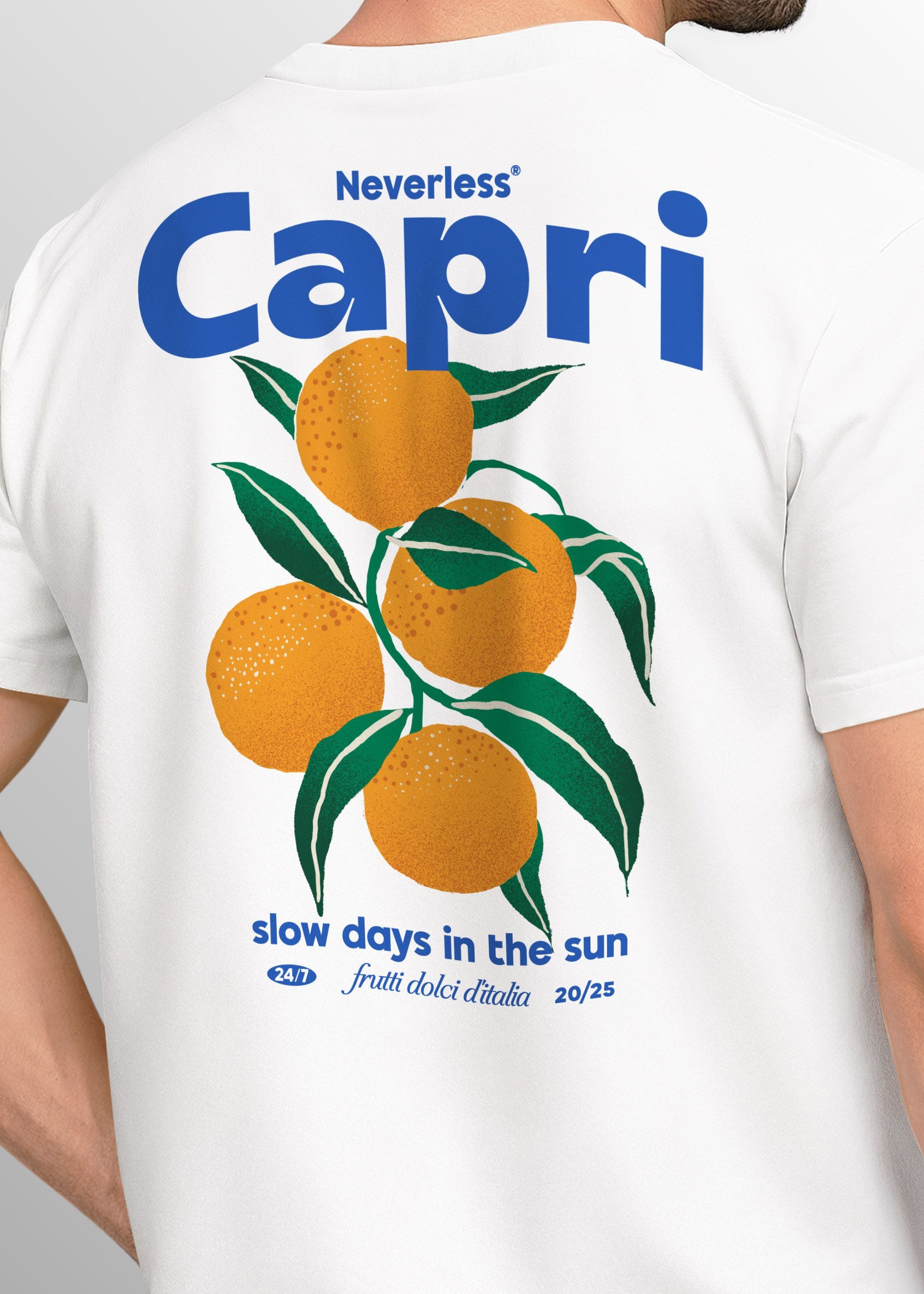 Neverless Print-Shirt Herren T-Shirt Backprint Vintage Capri Orangen Grafikprint Fashion mit Print – Bild 5 von 5