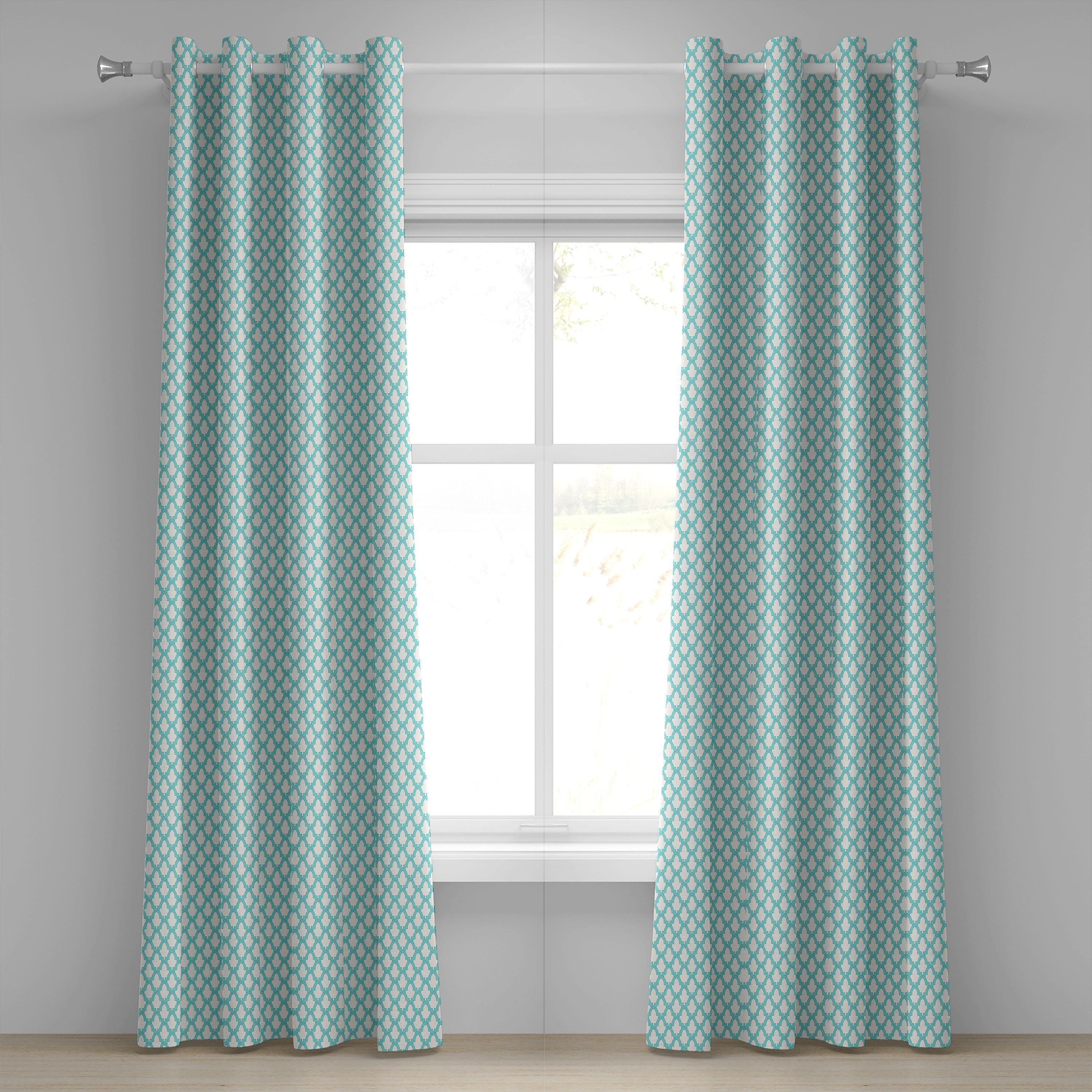 Gardine für Abakuhaus, Schlafzimmer Wohnzimmer, traditionell 2-Panel-Fenstervorhänge Morroccan Fliesen Dekorative