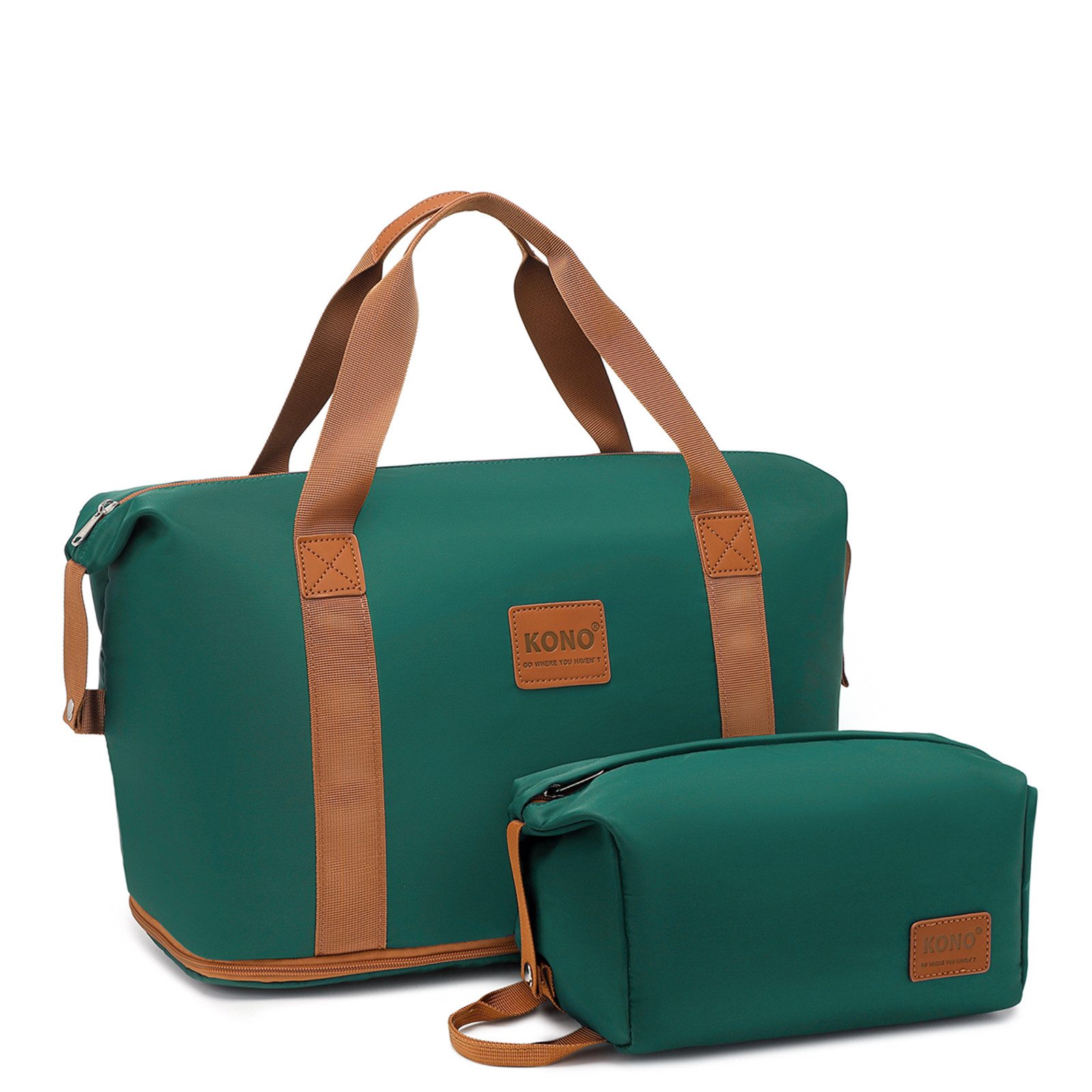 KONO Reisetasche 2-in-1 Set: Erweiterbare Handgepäck-Tasche (36L) + Kosmetiktasche, Praktisches und leichtes Design