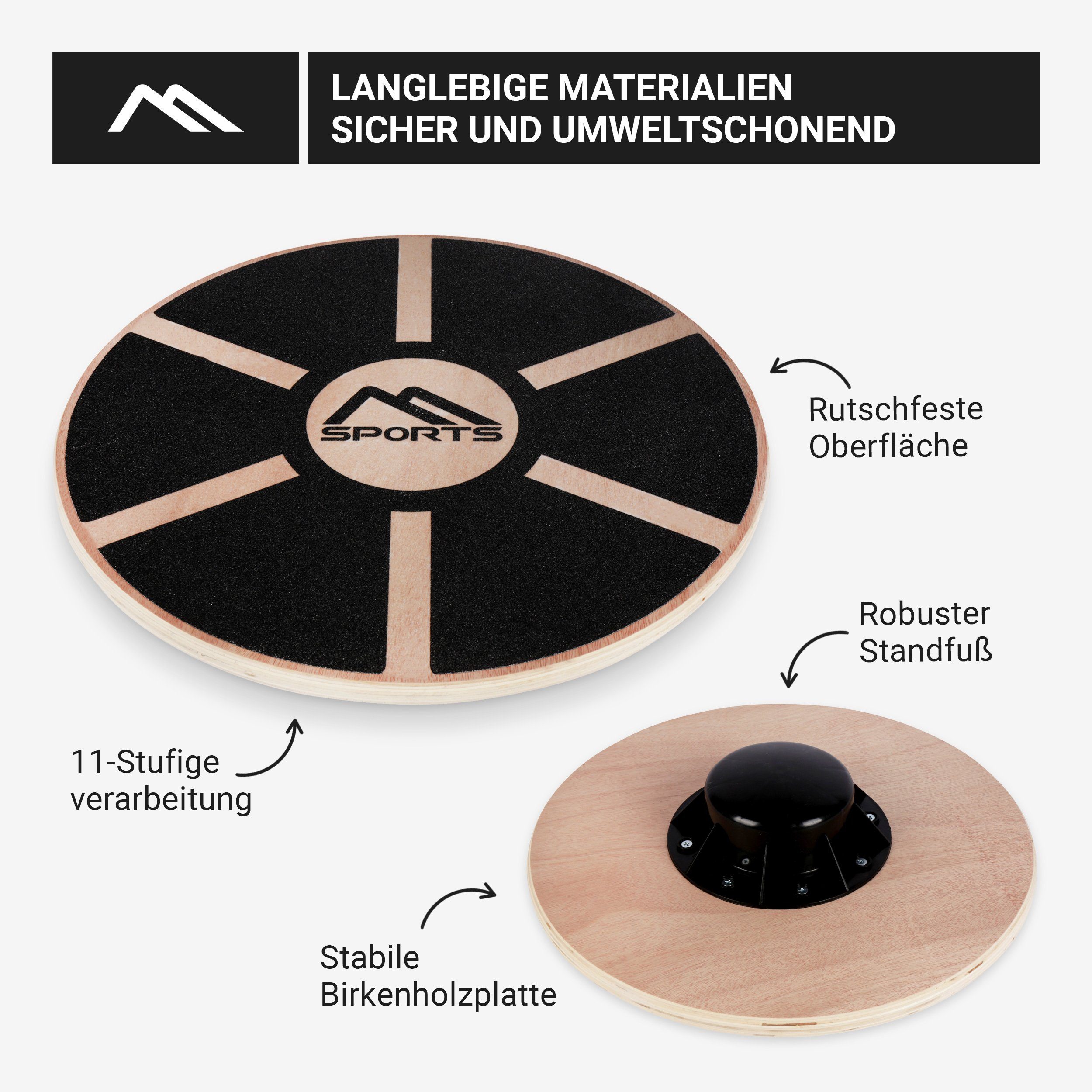 39 Durchmesser Board Wackelbrett aus cm MSports® Stabilisations-Therapiegerät Balance Holz