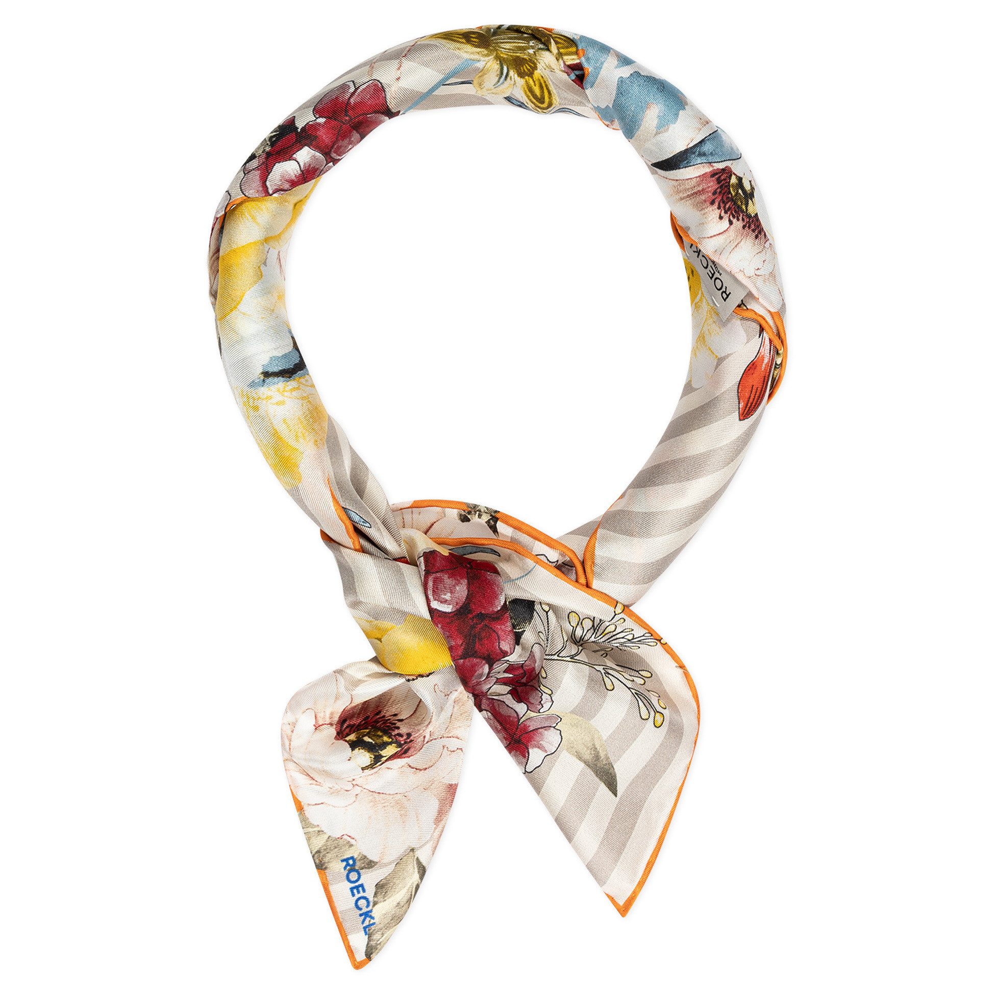 Roeckl Nickituch BLOSSOMING STRIPES, Gestreiftes Nickituch mit Blumenmuster