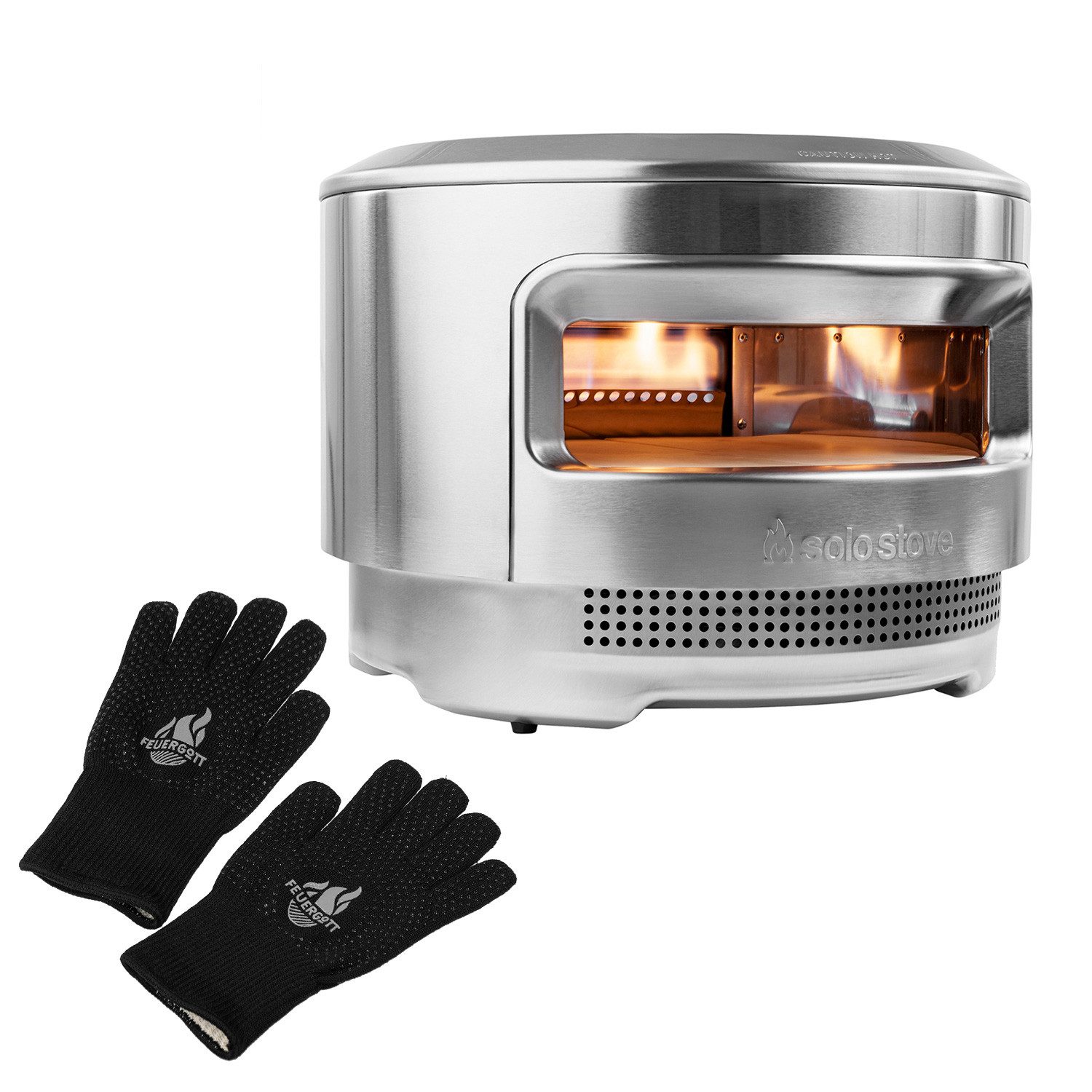 Feuergott Holzkohlegrill FEUERGOTT Grill- & Ofenhandschuhe + Solo Stove Pizzaofen