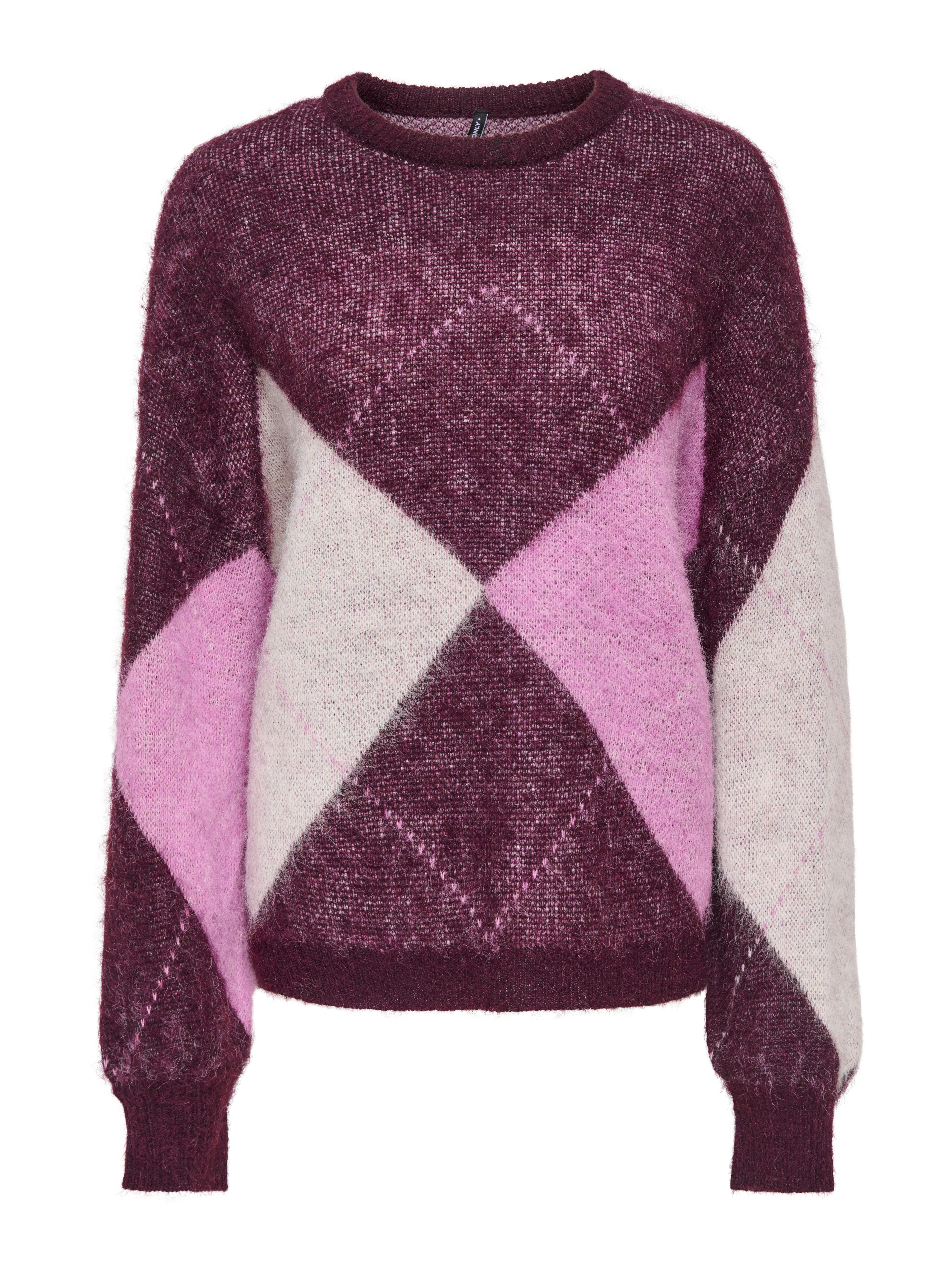ONLY Strickpullover ONLNOEME LIFE LS JQ O-NECK KNT Materialmix, regular fit
