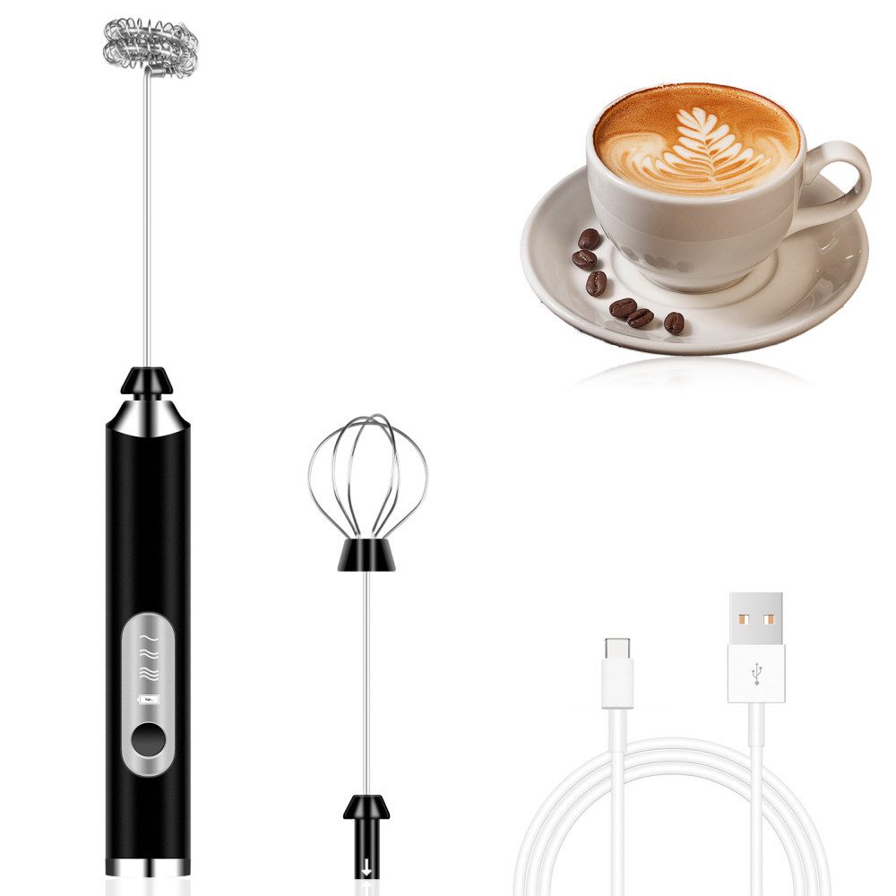 HUGERSTONE Milchaufschäumer Elektrische Handheld Milchschäumer Stab frappe mixer, 3 Rührgeschwindigkeiten,für Kaffee, Latte Macchiato, Cappuccino