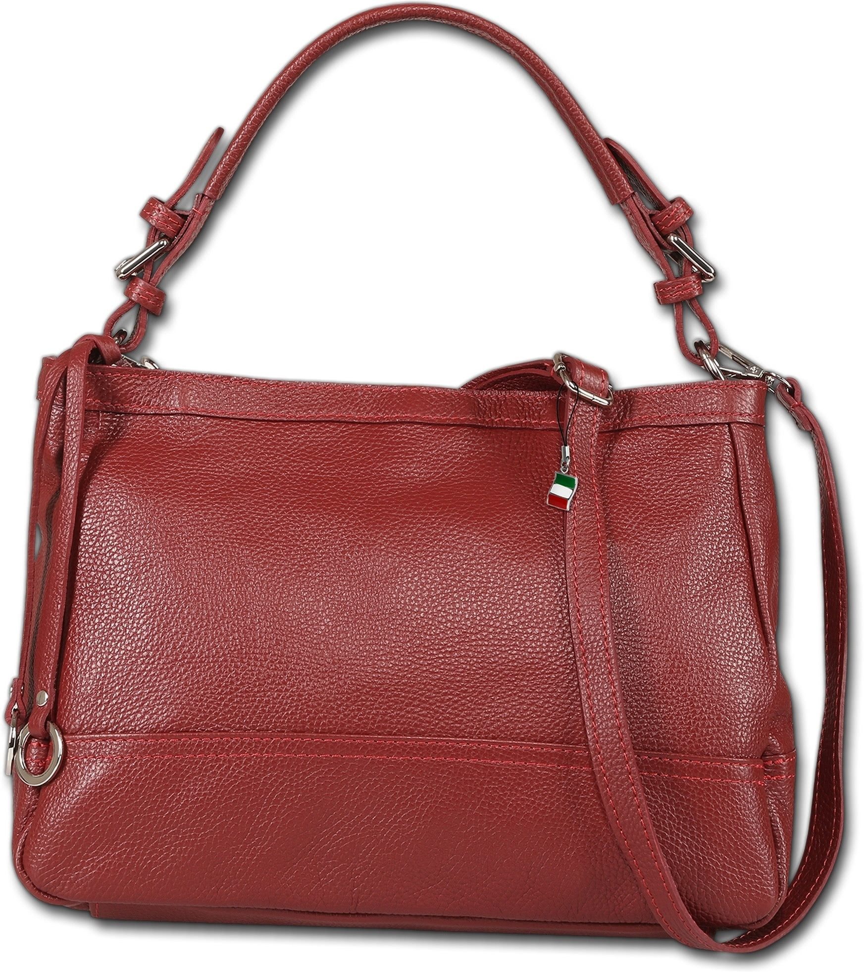 FLORENCE Schultertasche Florence Damen Schultertasche Hobo Bag (Schultertasche, Schultertasche), Damen Tasche Echtes Leder dunkelrot