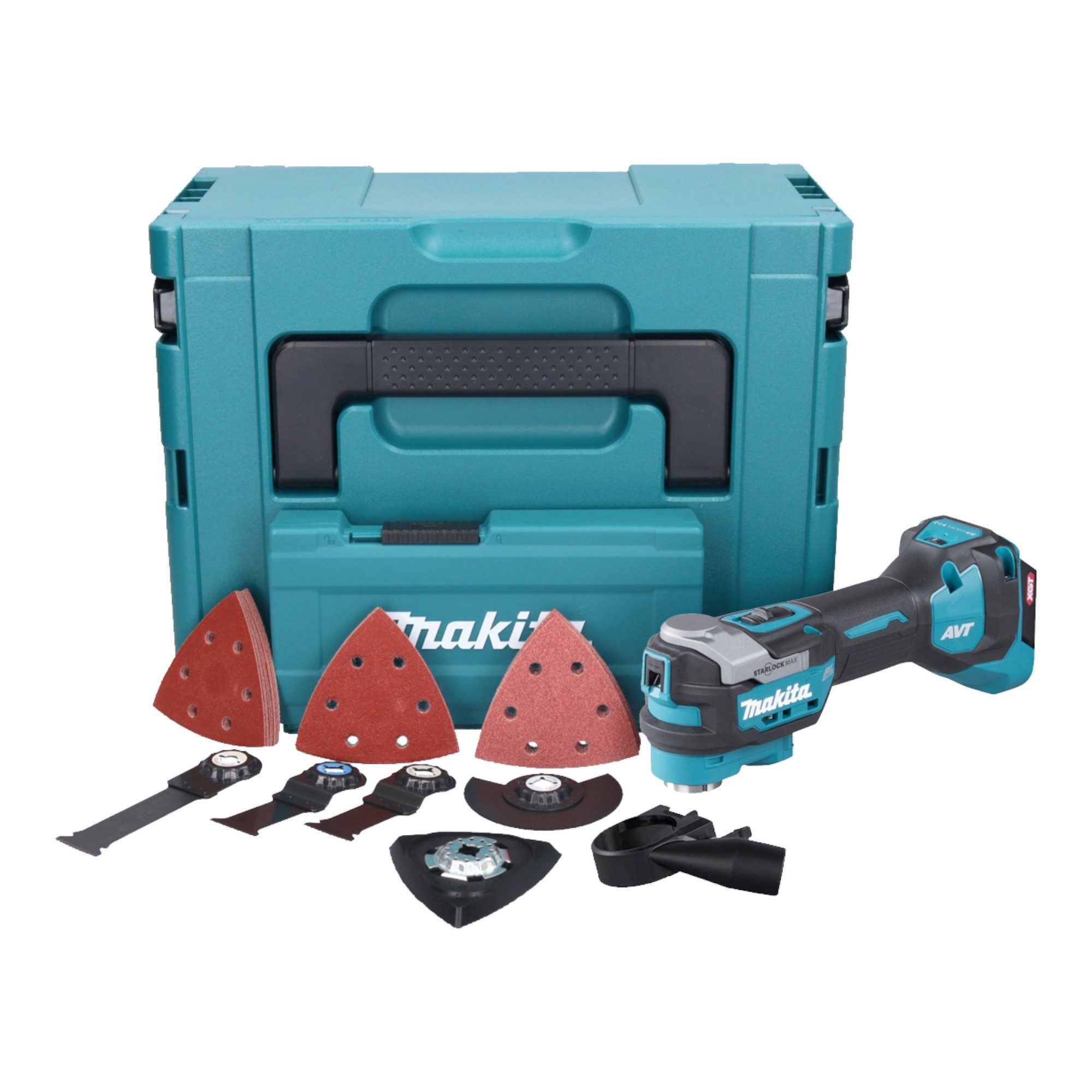 Makita Akku-Multifunktionswerkzeug TM 001 GZ03 40 V max. Starlock Max Brushless + Zubehörset + Makpac