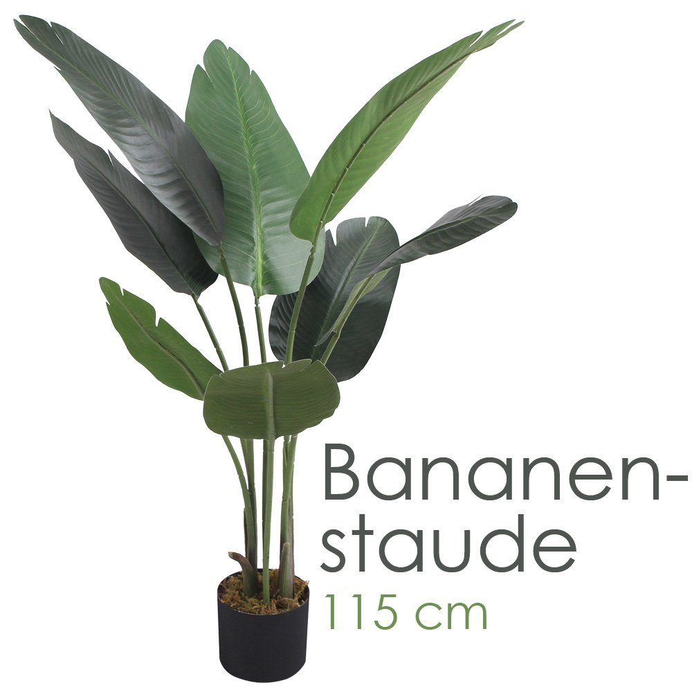 Kunstpflanze Bananenbaum Bananenstaude Kunstpflanze Künstliche Pflanze 115 cm Decovego, Decovego