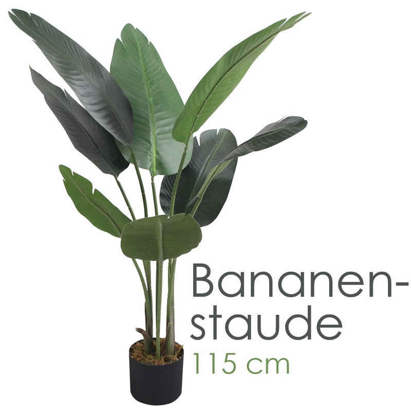 Kunstbaum Bananenbaum Bananenstaude Kunstpflanze Künstliche Pflanze 115 cm, Decovego