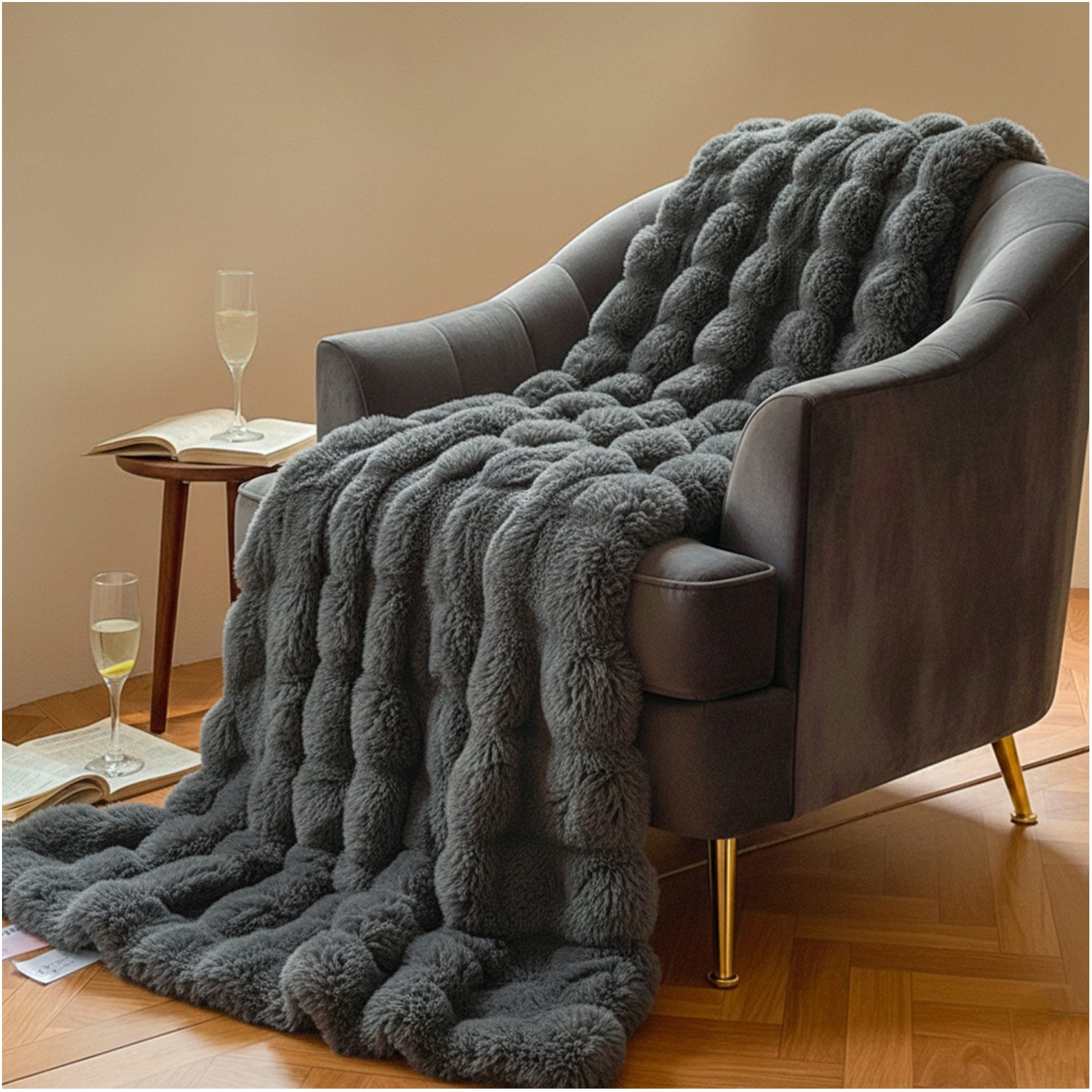 Wohndecke Kuscheldecke Kaninchen Plüsch Decke, KEAYOO, Kunstfell Warme Kuscheldecke für Couch Bett Sofa