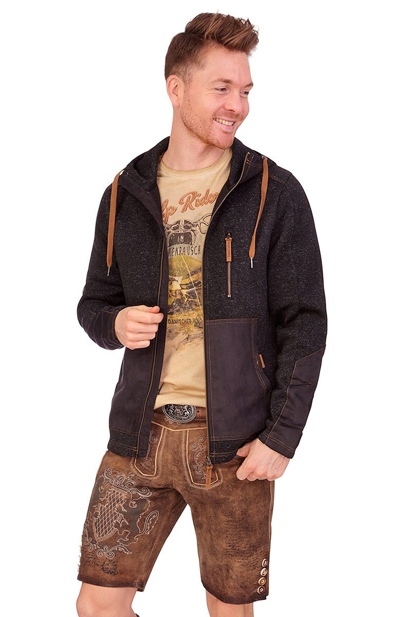 Tom Collins Outdoorjacke Strickfleecejacke Herren - SERENO - anthrazit, trachtengrün