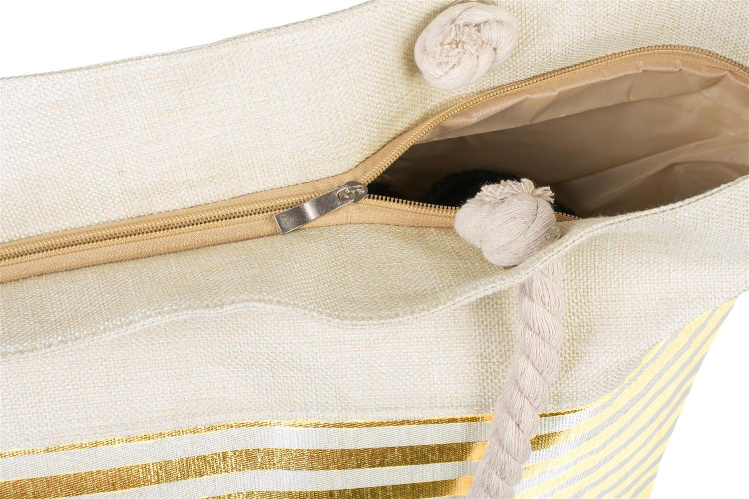 styleBREAKER Strandtasche Strandtasche mit metallic Streifen günstig online kaufen