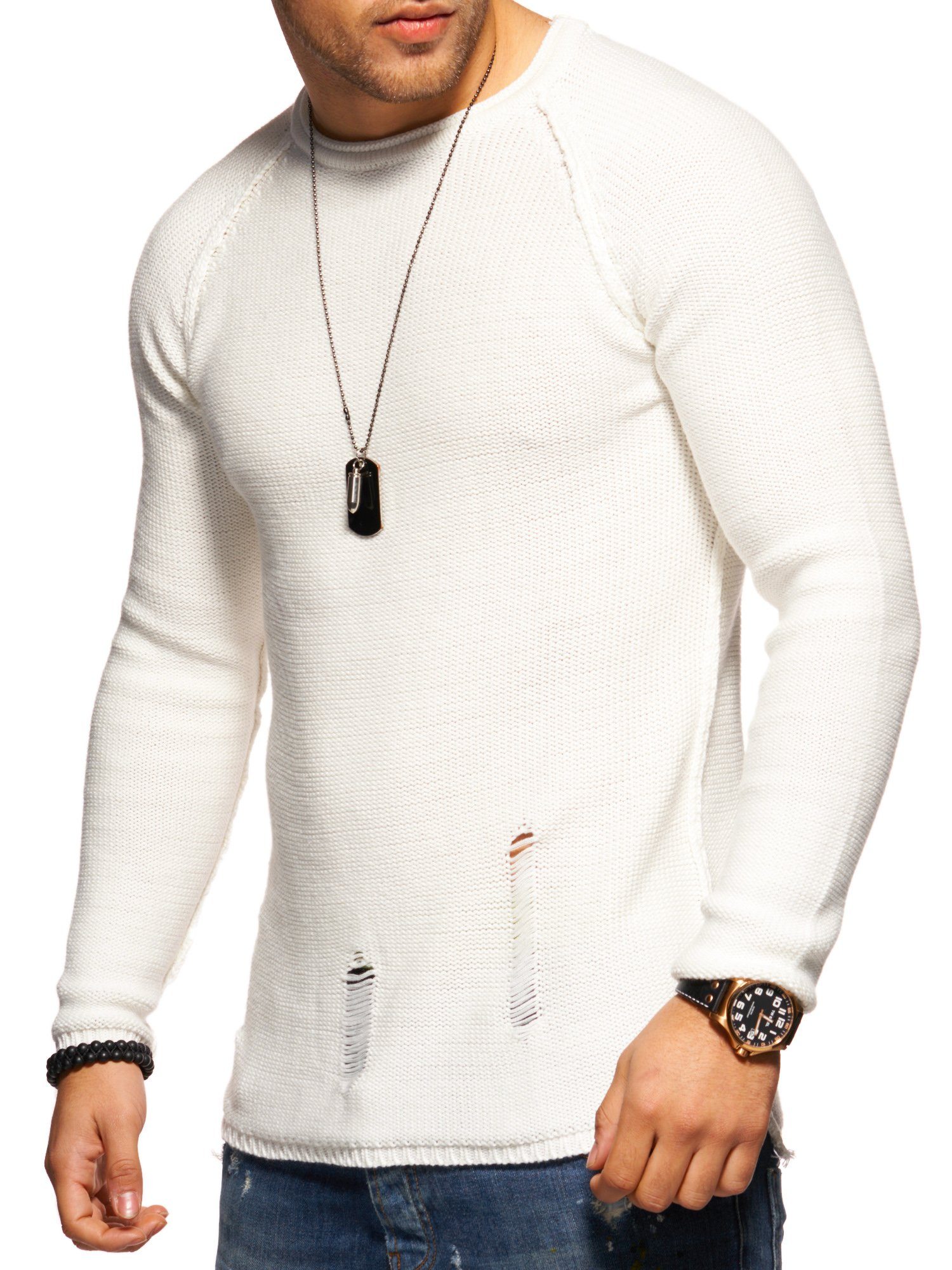 2Y Premium Strickpullover JOSCHUA mit Destroyed-Elementen günstig online kaufen