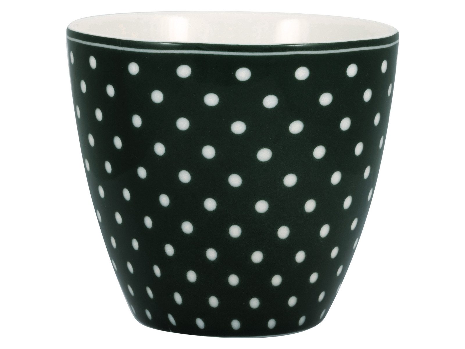 Greengate Becher Dotty Latte Cup dark green 0,35l, Steingut