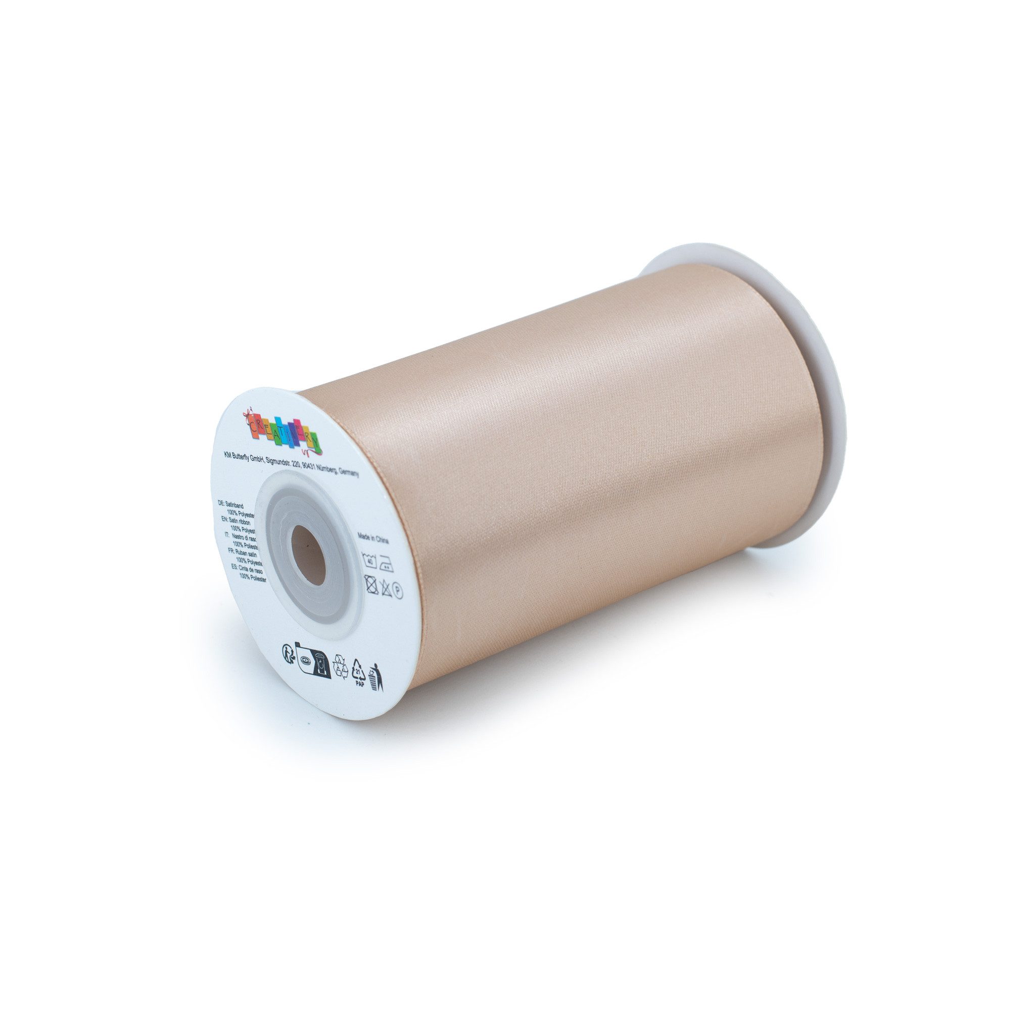Creativery Satinband, Satinband 100mm x 10m Rolle Sand Beige