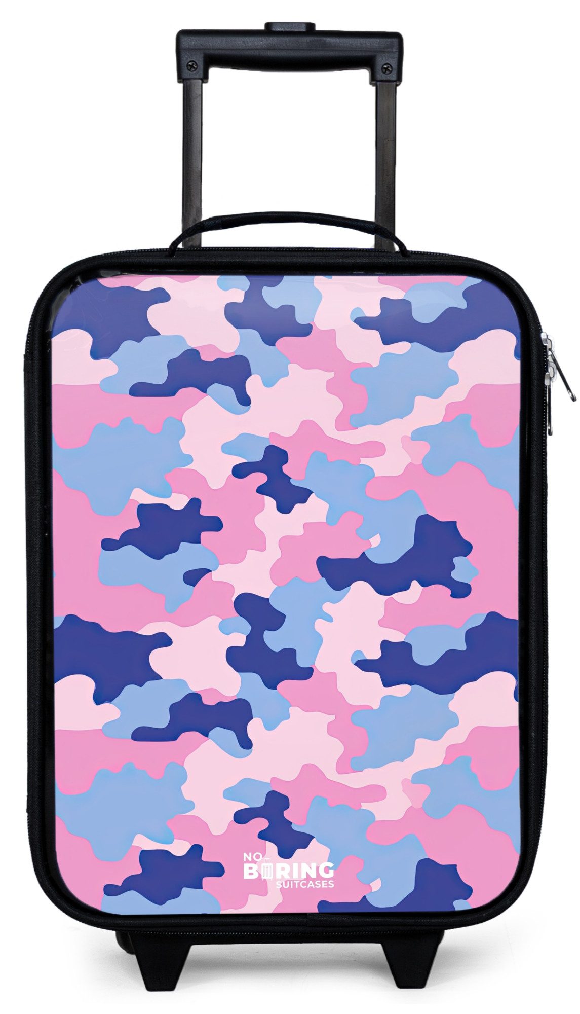 NoBoringSuitcases.com© Kinderkoffer mit leuchtende Räder - Tarnfarben - Rosa - Blau, 2 Rollen, Kinder Koffer Klein, Trolley Handgepäck, Reisekoffer