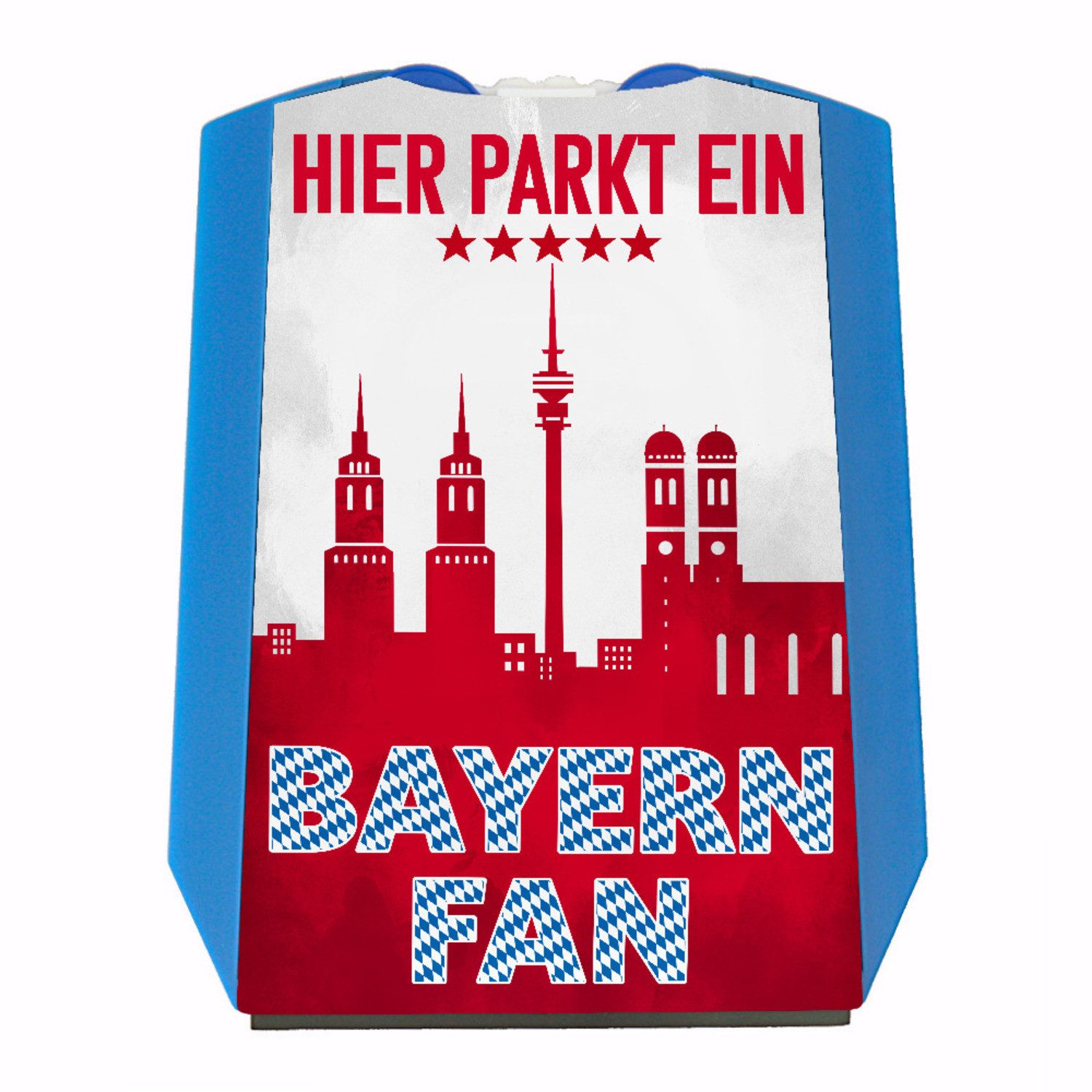 Parkscheibe Hier parkt ein Bayern Fan Parkscheibe in Vereinsfarben