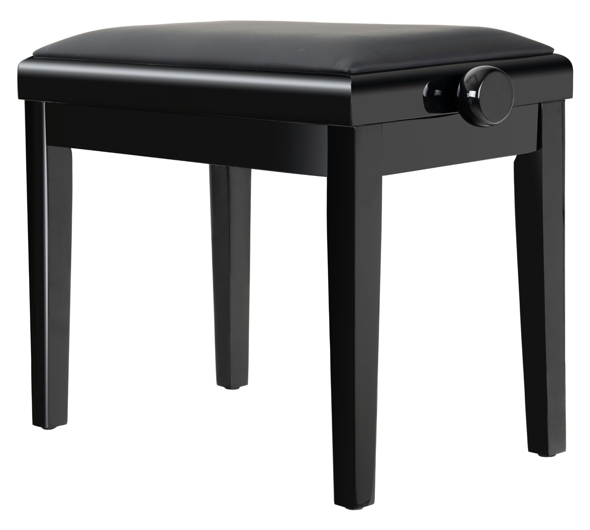 Classic Cantabile Klavierbank Pianobank Modell A Kunstleder Schwarz Schwarz Hochglanz (Hochwertiger Klavierhocker, 1-St., abnehmbare Sitzfläche: 53 x 30,5 cm), 2-fache Kreuz-Mechanik
