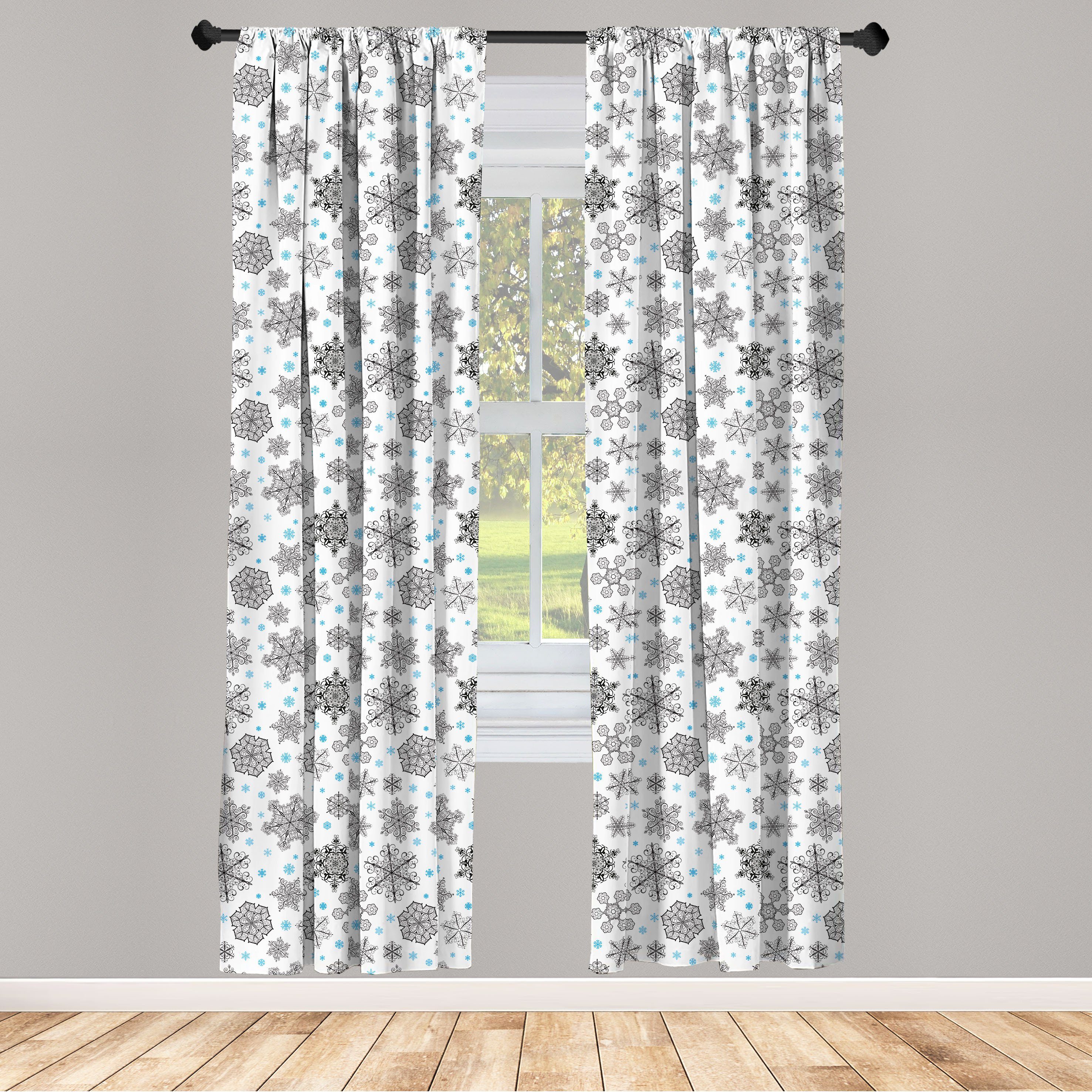 Gardine Vorhang für Wohnzimmer Schlafzimmer Dekor, Abakuhaus, Microfaser, Schneeflocke Spitze Art-Winter