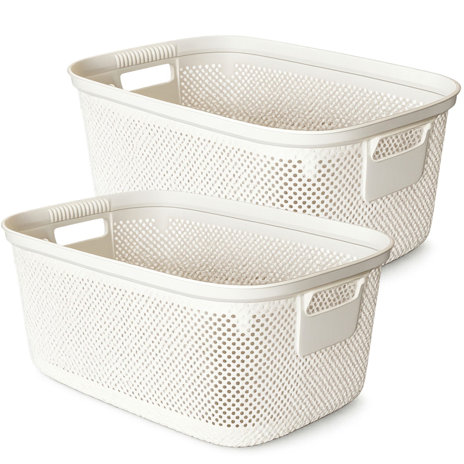 Koopman Wäschekorb Wäschewanne Kunststoff 30 L 2 er Set (Set, 2 St., Packung), 4 Farben, Beige, 30L, Wäschebehälter, Kunststoff