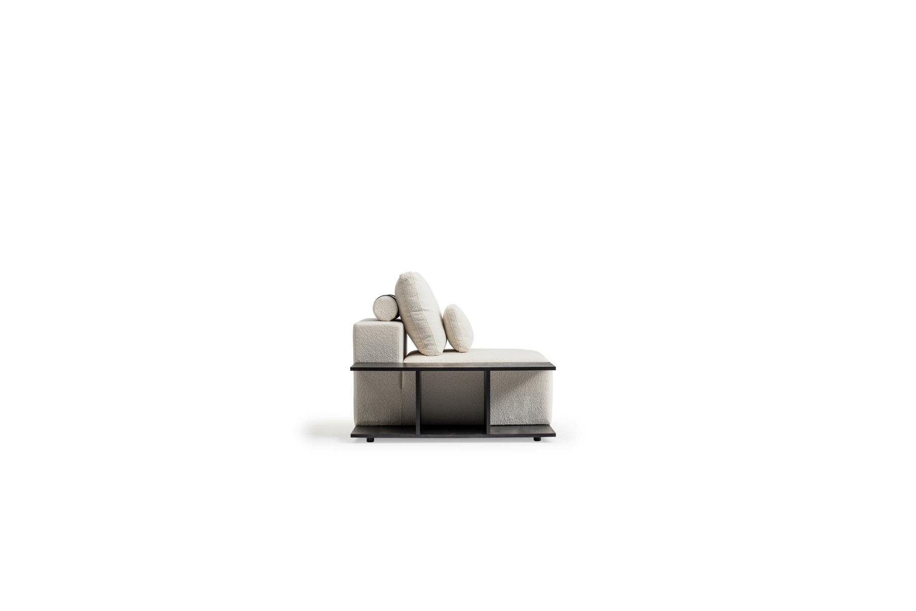 in Teile, Fünfsitzer 4 Big-Sofa Textil Design, Weißer Made Couch Moderne JVmoebel Wohnzimmer Europe
