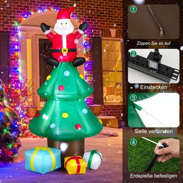 COSTWAY Weihnachtsfigur, LED Weihnachtsmann mit Geschenkboxen, aufblasbar
