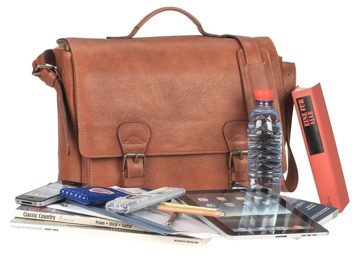 Ruitertassen Aktentasche "Soft" Damen Herren Leder 40x29cm mit 2 Fächern, Businesstasche, Schultasche Lehrertasche 40cm, 2 Fächer